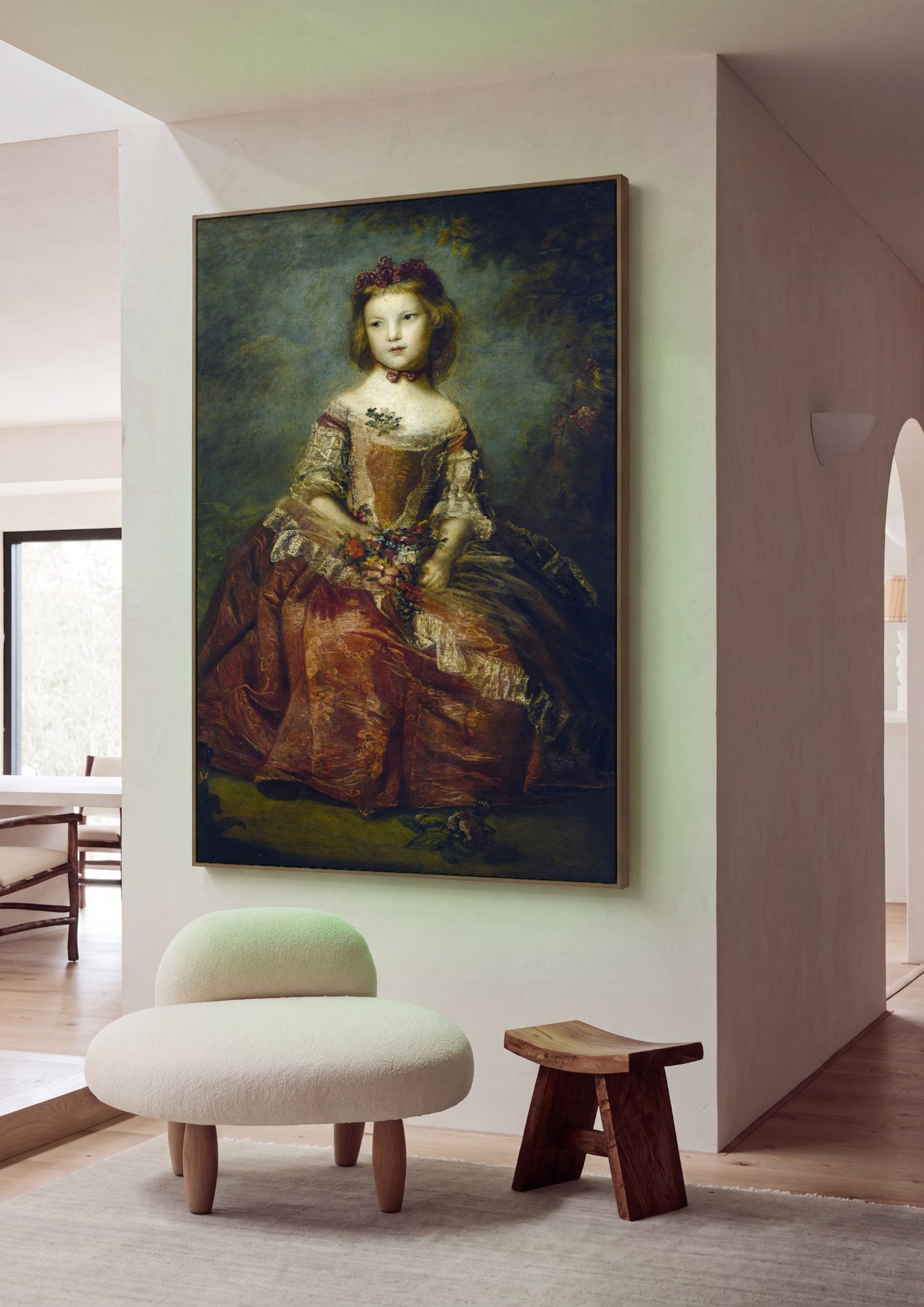 Quadro Decorativo Retrato de Menina com Flores - Sir Joshua Reynolds em ambiente decorado
