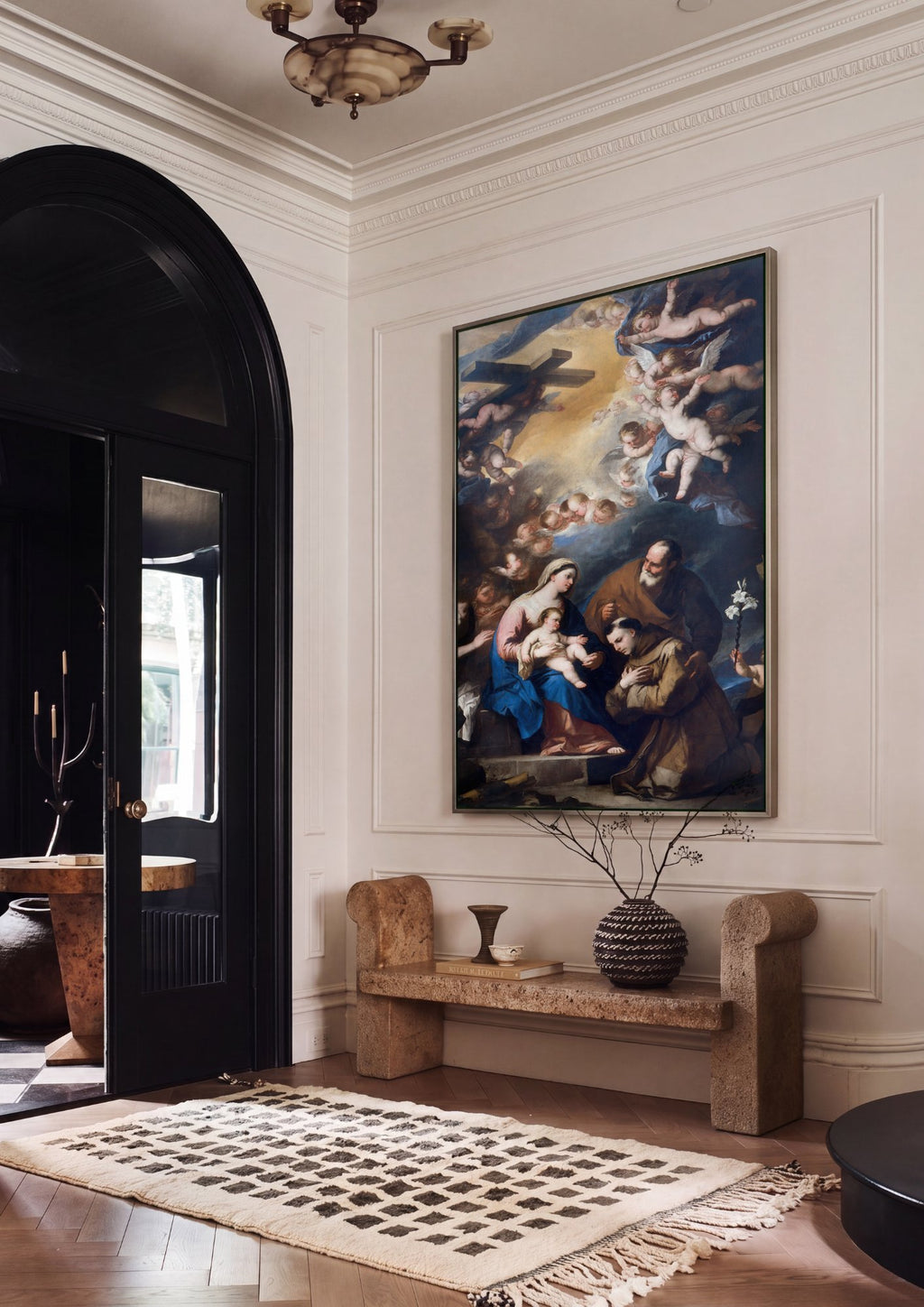 Quadro Decorativo A Sagrada Família com Santo Antônio de Pádua - Luca Giordano em ambiente decorado