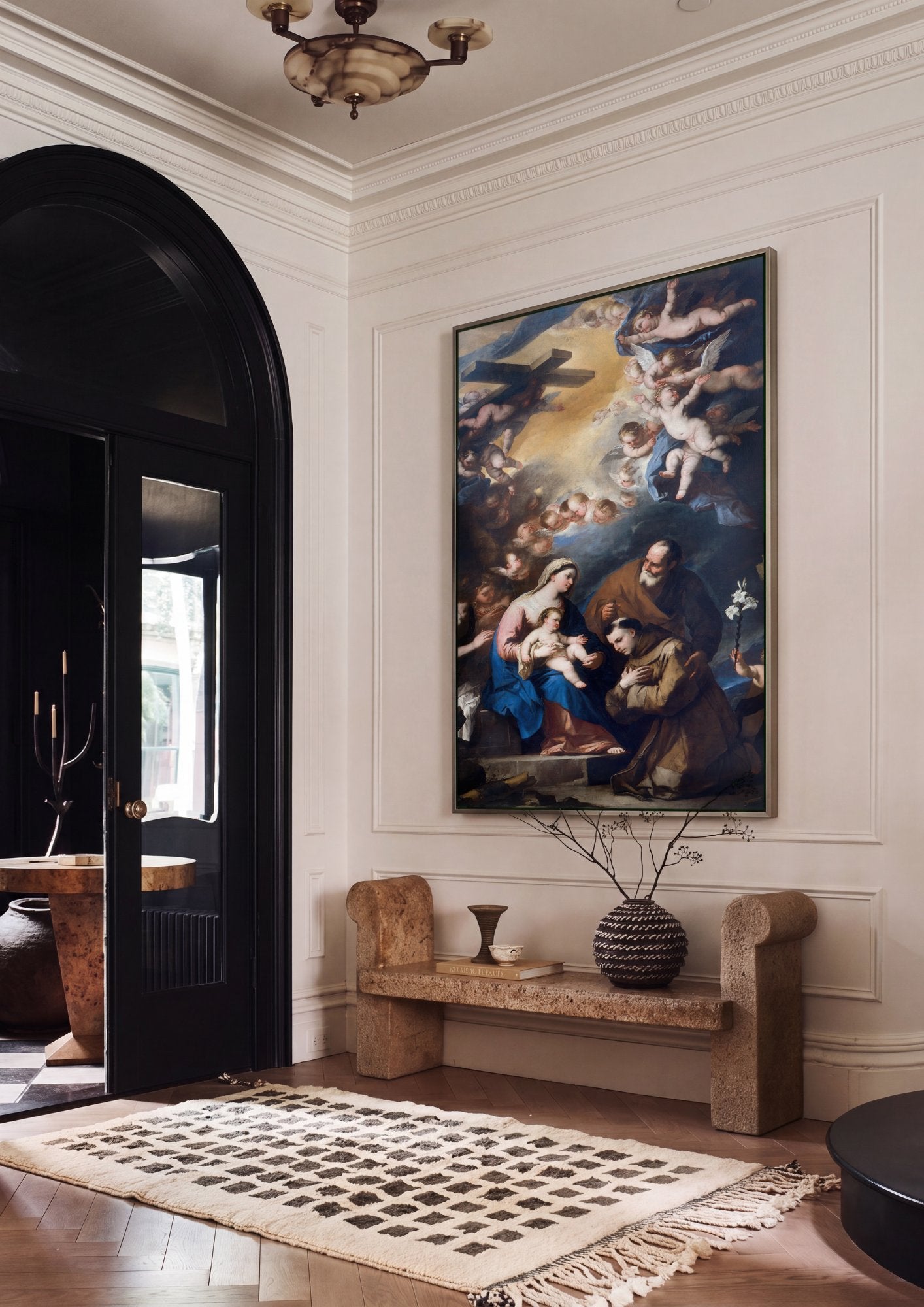 Quadro Decorativo A Sagrada Família com Santo Antônio de Pádua - Luca Giordano em ambiente decorado