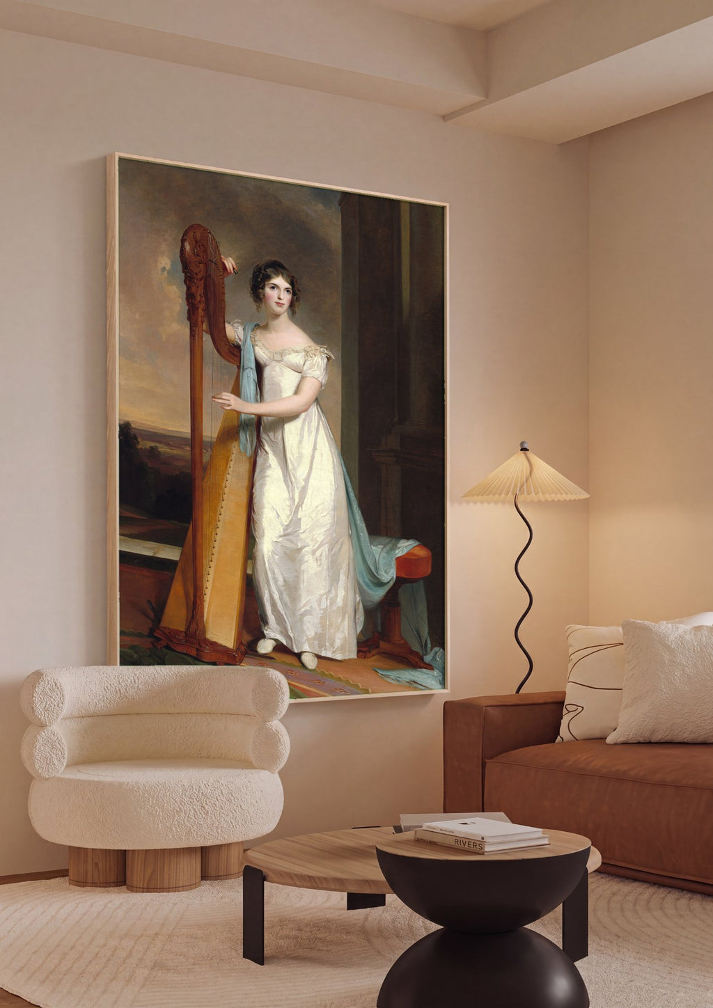 Quadro Decorativo: Retrato de Mulher com Harpa - Thomas Sully em ambiente decorado