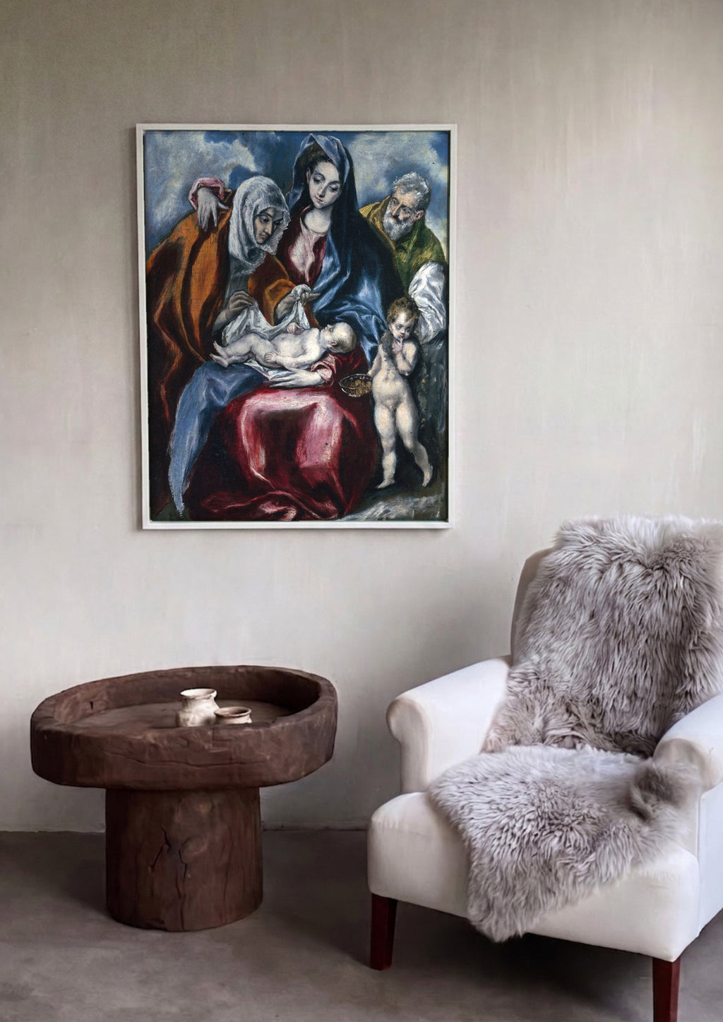 Quadro Decorativo A Sagrada Família (com Santa Ana) - El Greco em ambiente decorado
