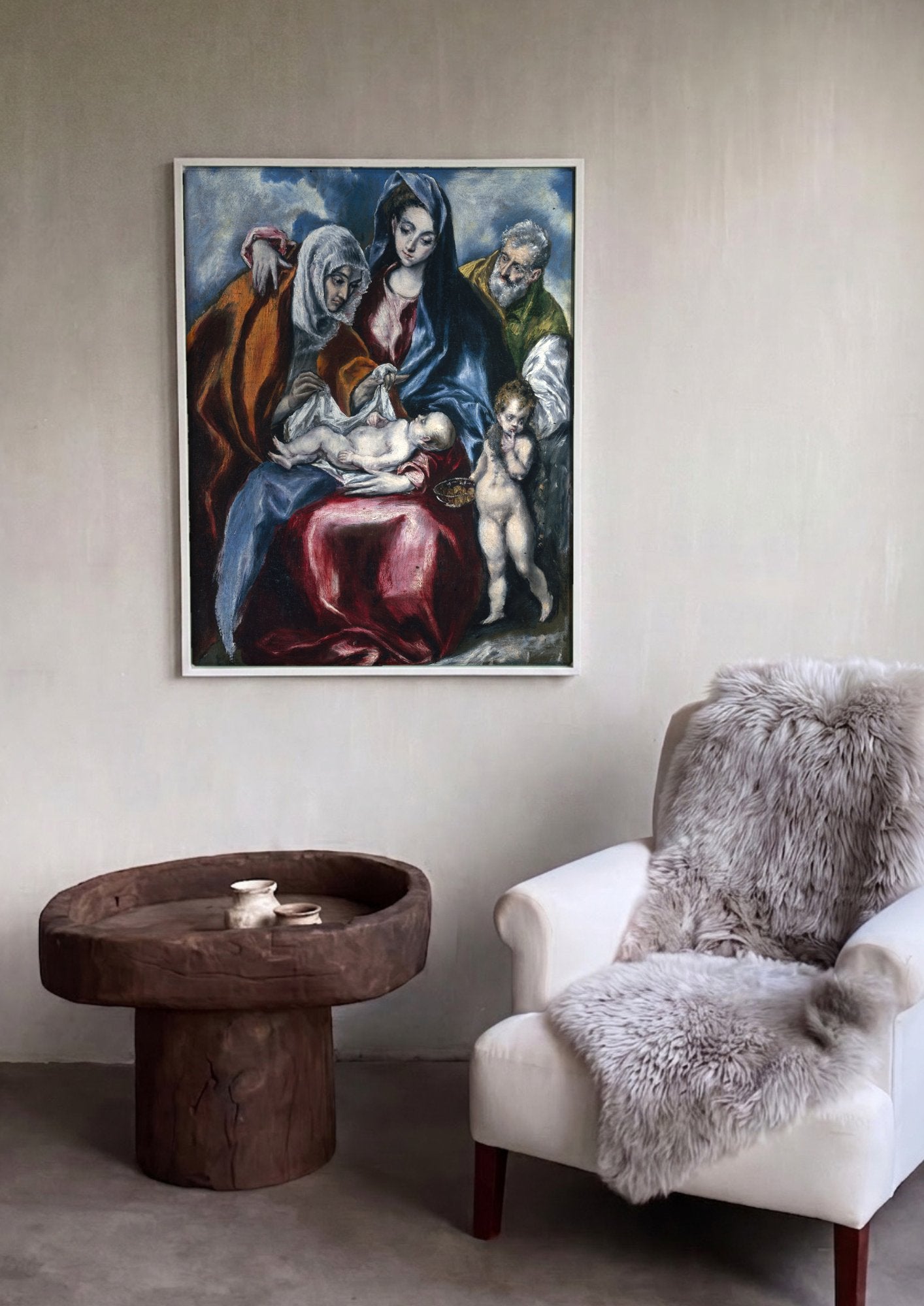 Quadro Decorativo A Sagrada Família (com Santa Ana) - El Greco em ambiente decorado