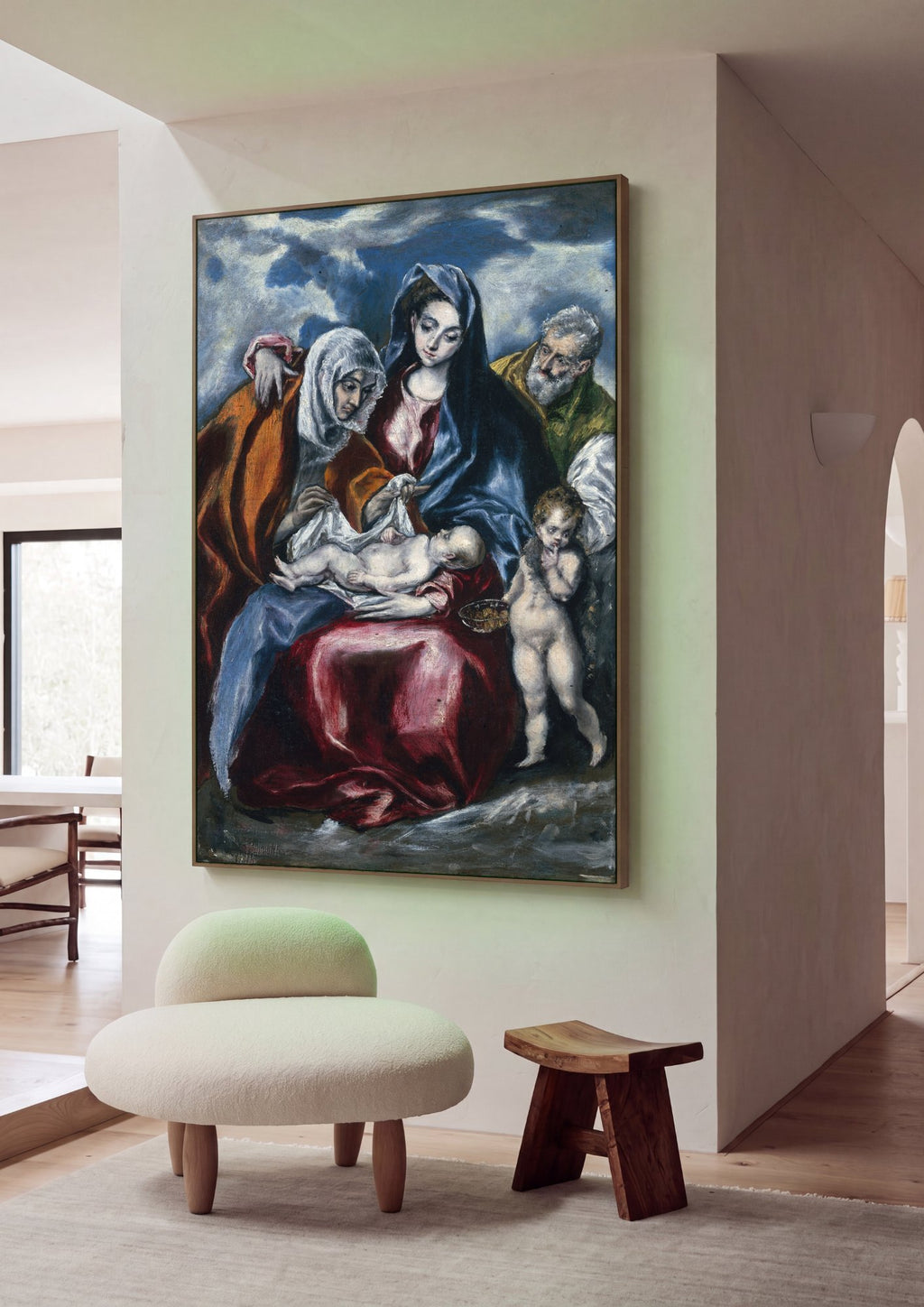 Quadro Decorativo A Sagrada Família (com Santa Ana) - El Greco em ambiente decorado