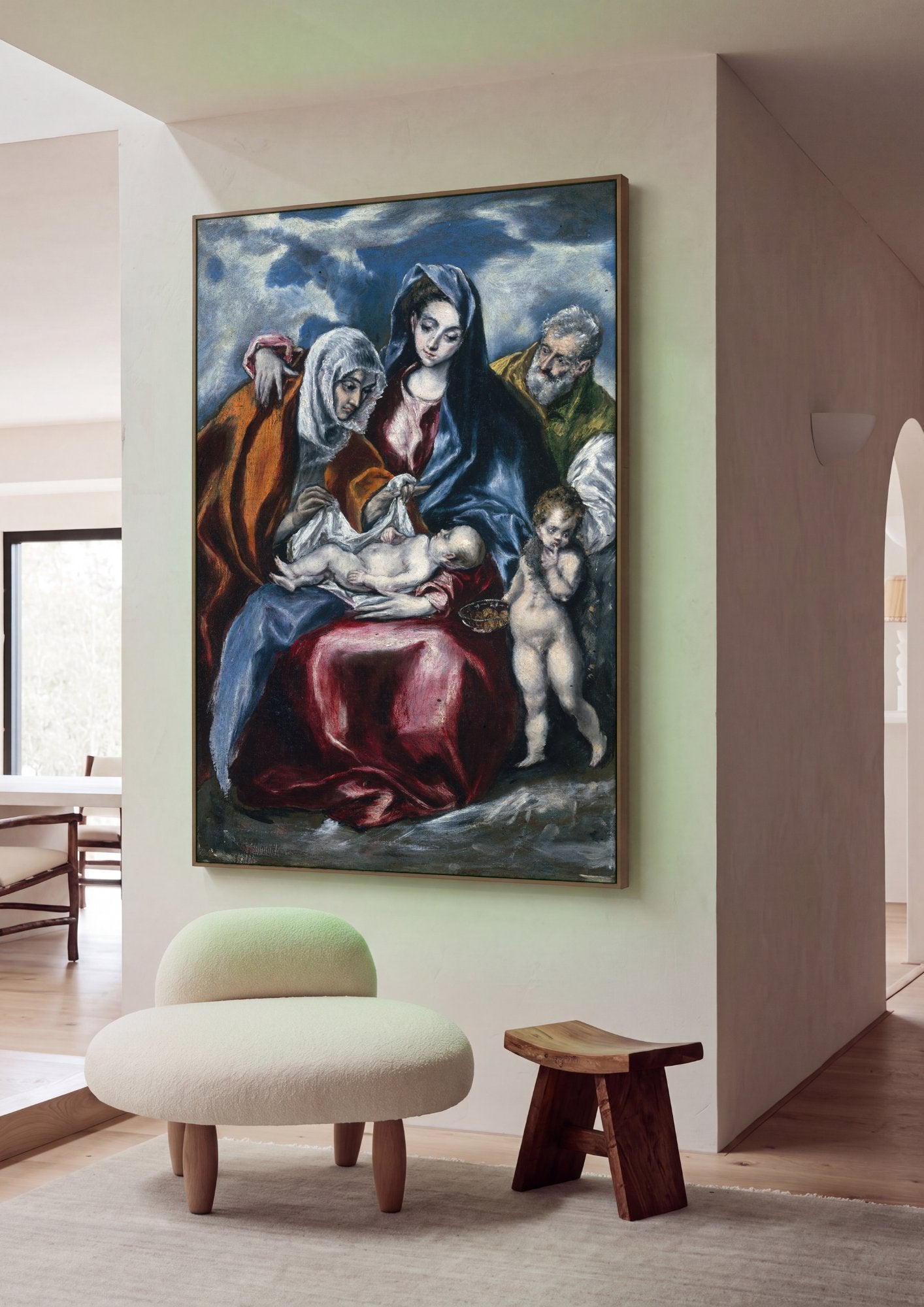 Quadro Decorativo A Sagrada Família (com Santa Ana) - El Greco em ambiente decorado