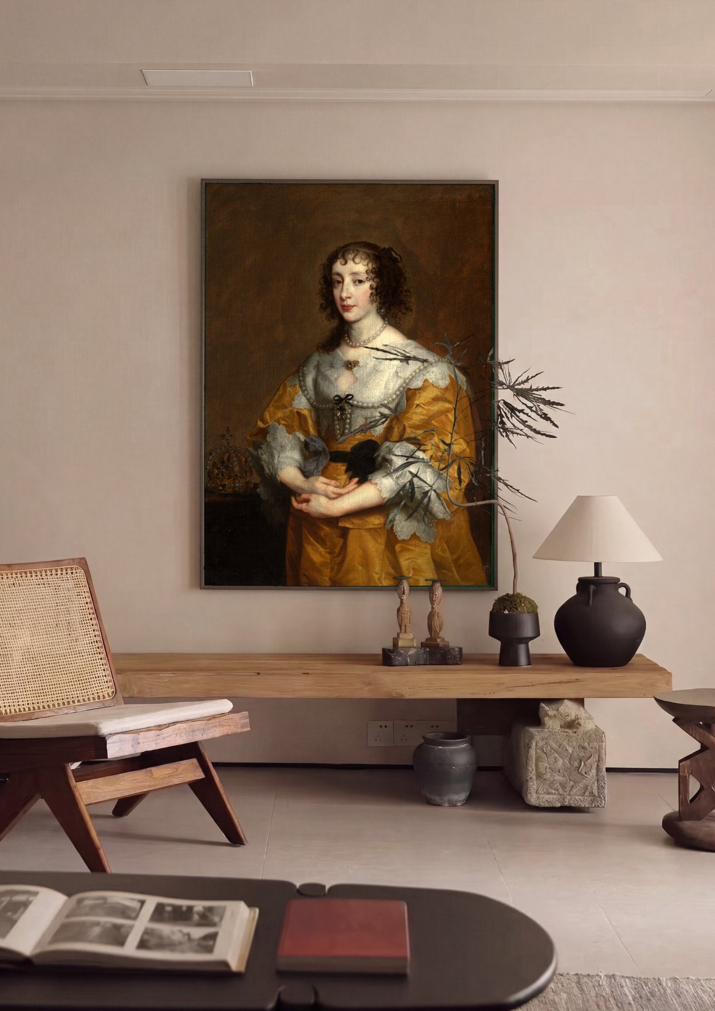 Quadro Decorativo Retrato de Mulher com Coroa - Van Dyck em ambiente decorado