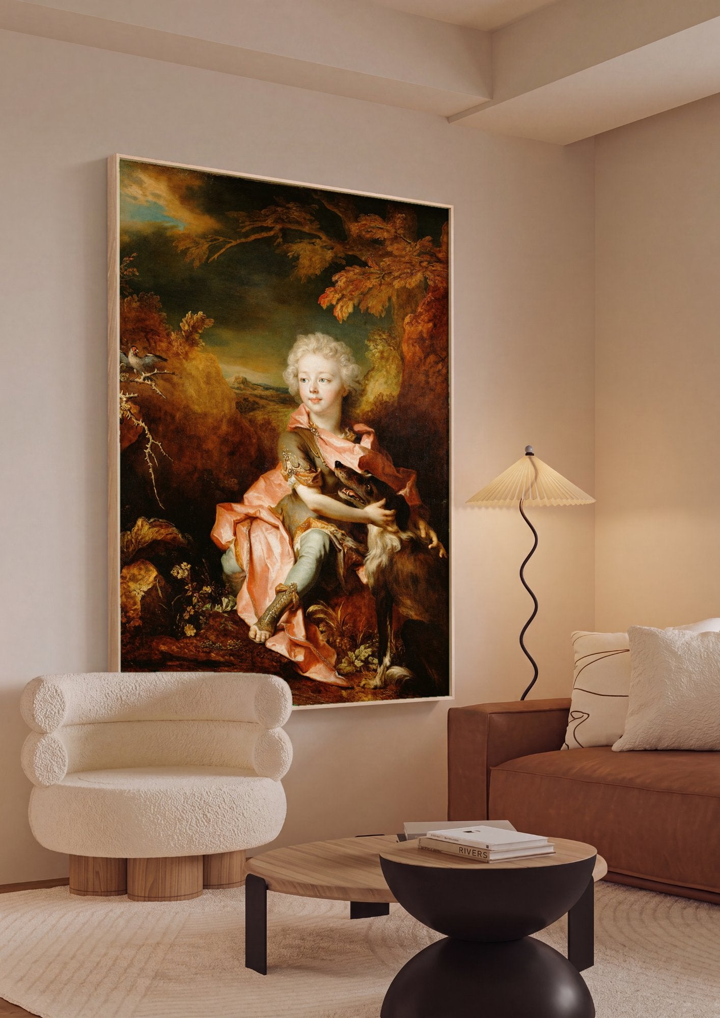 Quadro Decorativo Retrato de Menino com Cão - Largillière em ambiente decorado