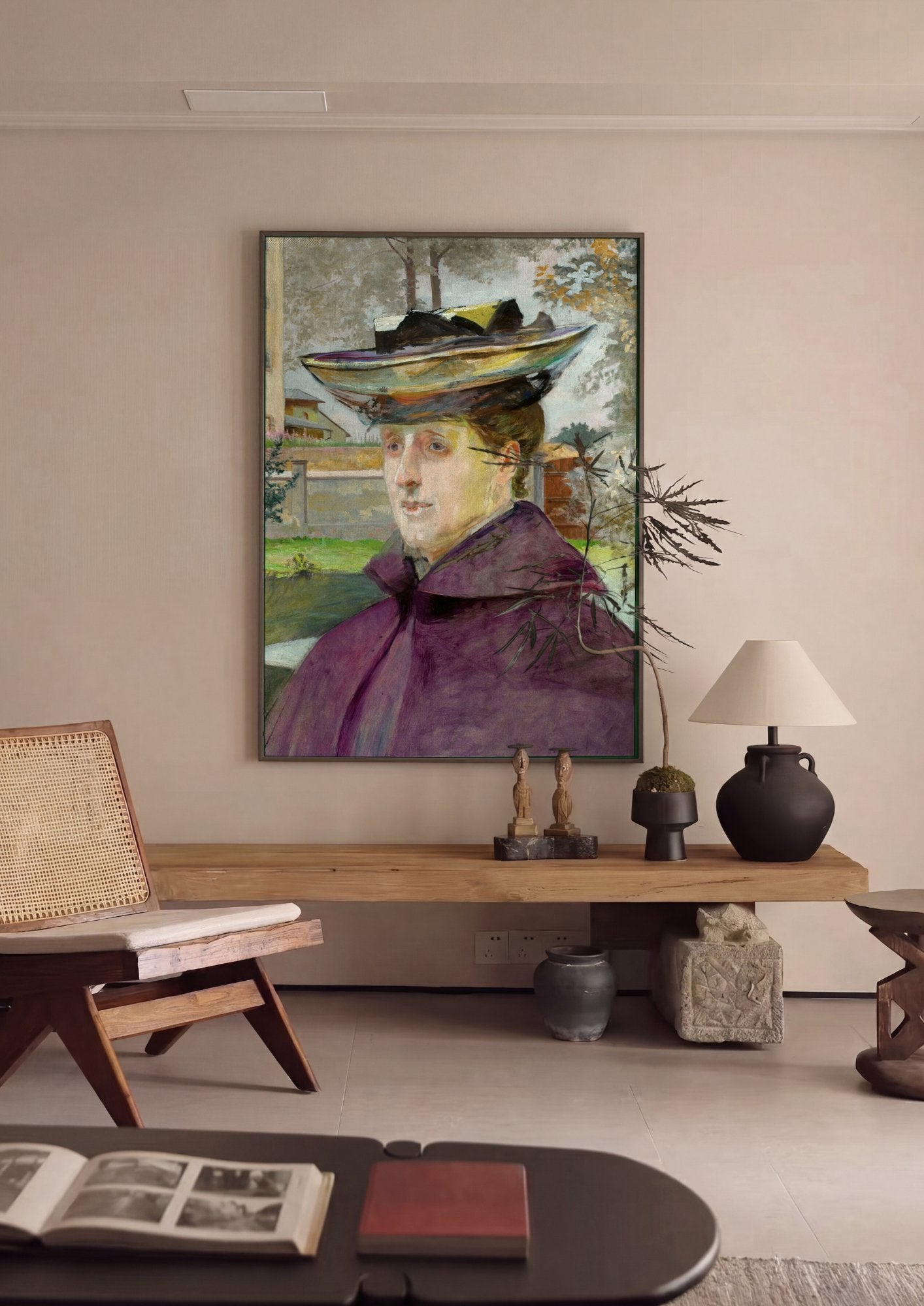 Quadro Decorativo Retrato de Mulher com Chapeu - Jacek Malczewski em ambiente decorado
