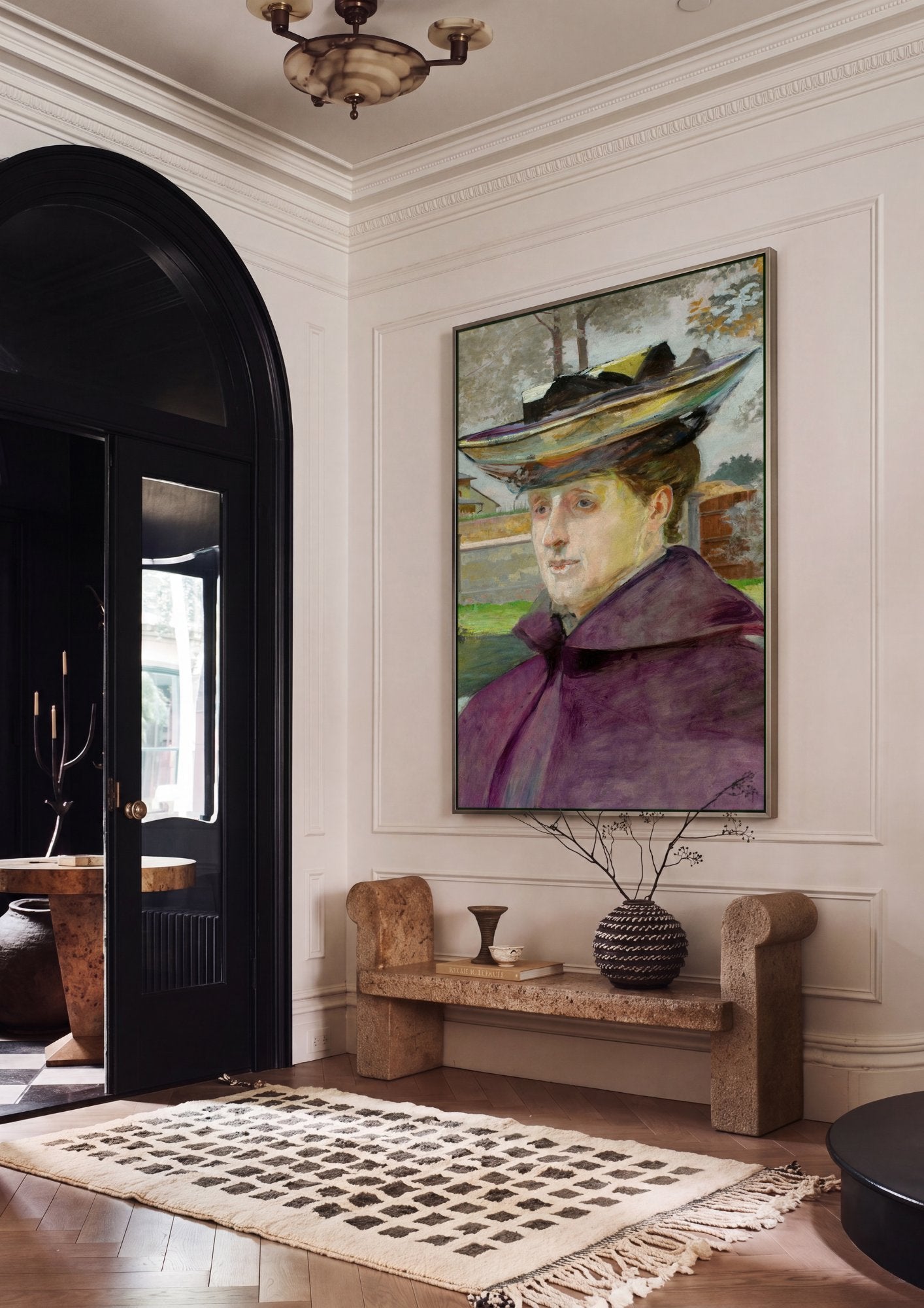 Quadro Decorativo Retrato de Mulher com Chapeu - Jacek Malczewski em ambiente decorado