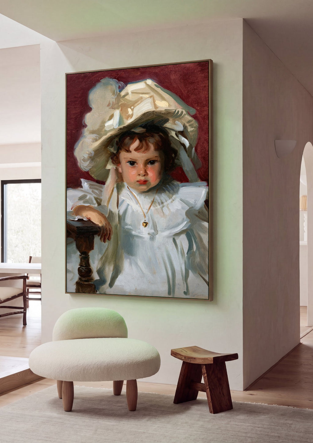 Quadro Decorativo Retrato de Menina com Chapeu - John S. Sargent em ambiente decorado
