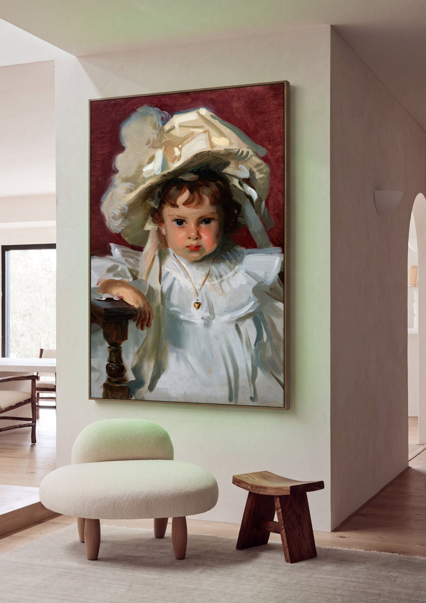 Quadro Decorativo Retrato de Menina com Chapeu - John S. Sargent em ambiente decorado
