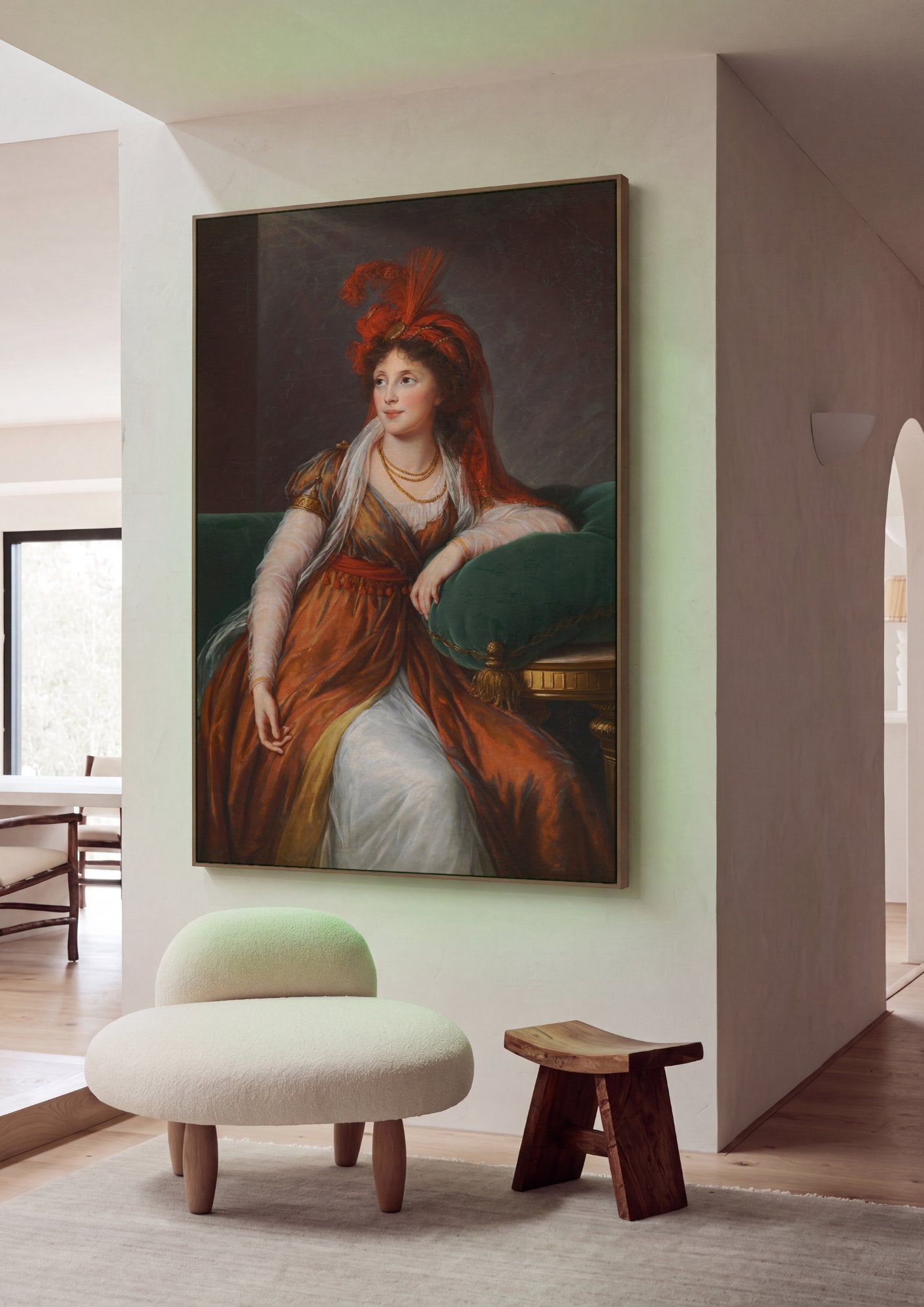 Quadro Decorativo Retrato de Mulher com Turbante - Vigée Le Brun em ambiente decorado