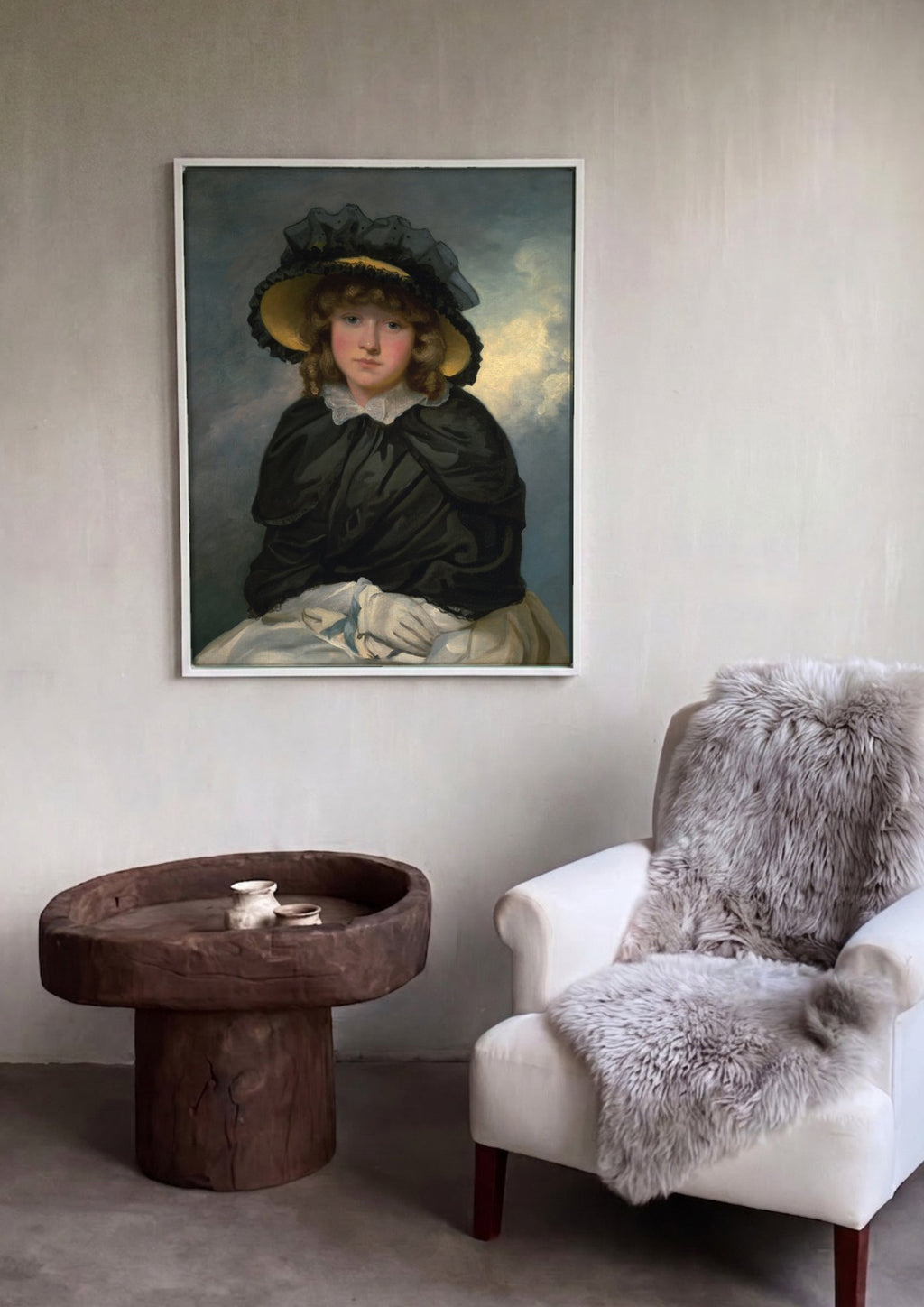 Quadro Decorativo Retrato de Menina com Chapéu - John Hoppner em ambiente decorado