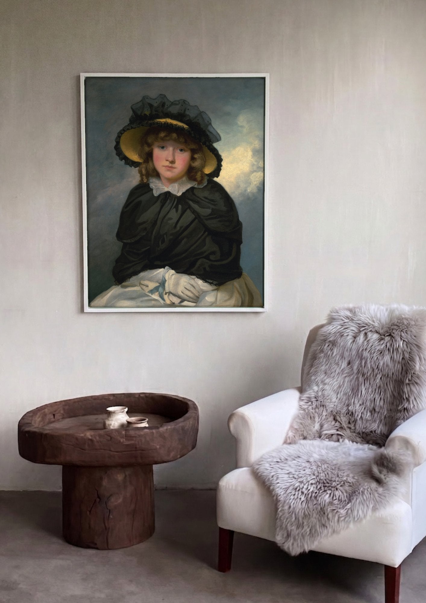 Quadro Decorativo Retrato de Menina com Chapéu - John Hoppner em ambiente decorado