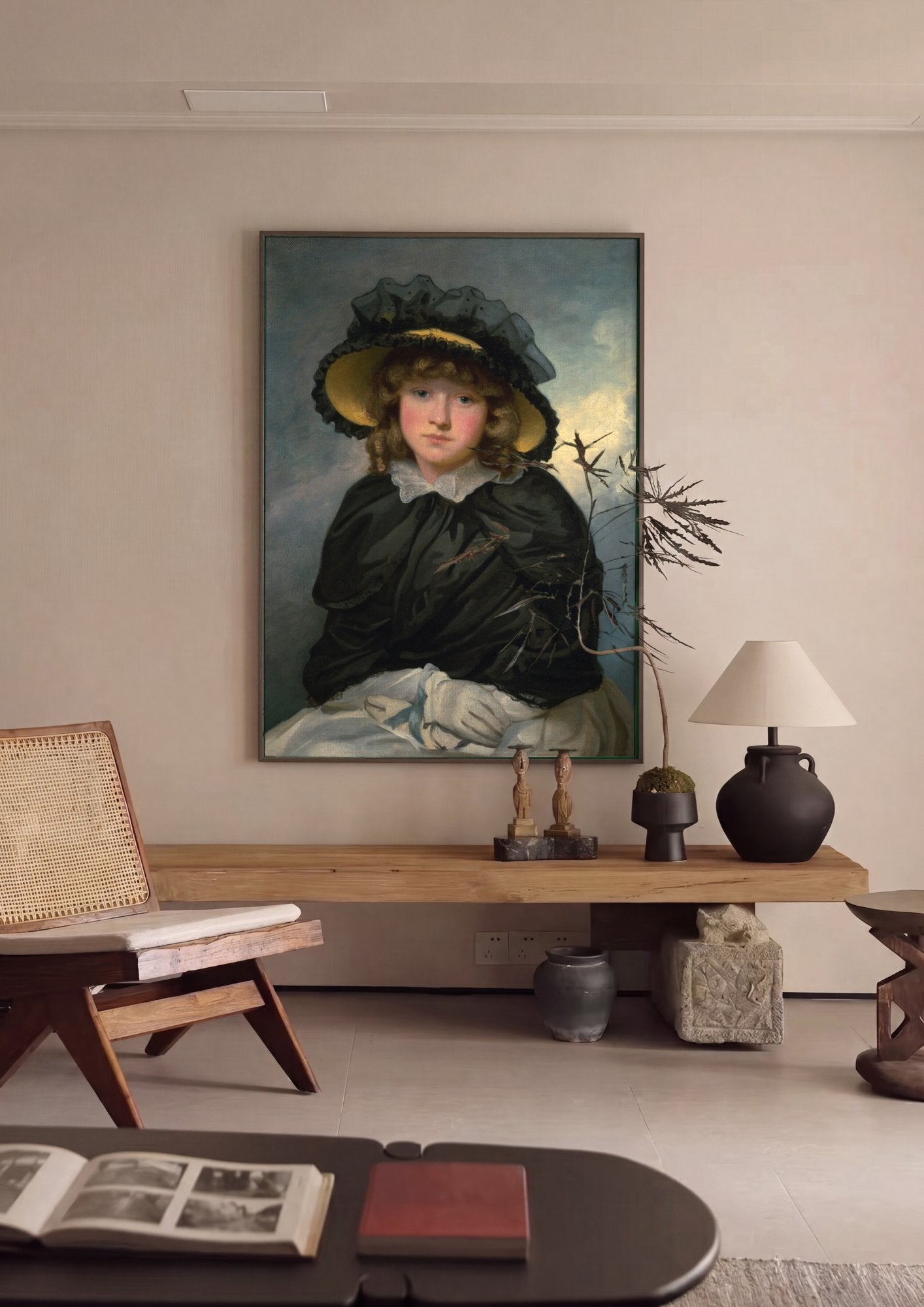 Quadro Decorativo Retrato de Menina com Chapéu - John Hoppner em ambiente decorado