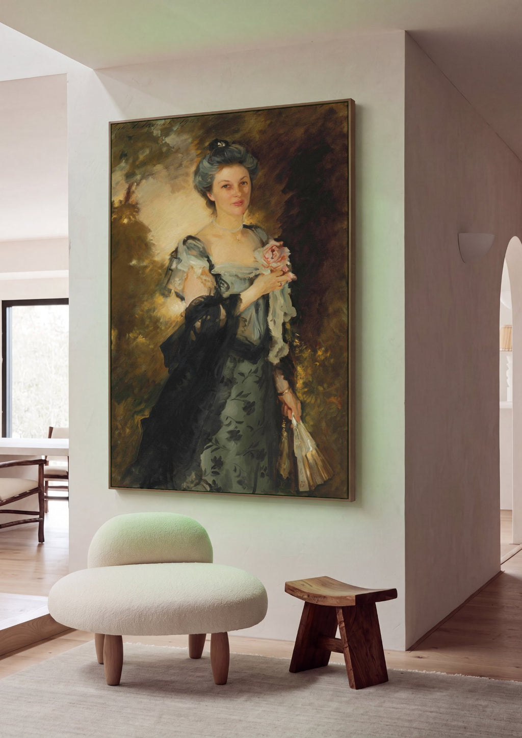 Quadro Decorativo Retrato de Mulher com Rosa - John Singer Sargent em ambiente decorado