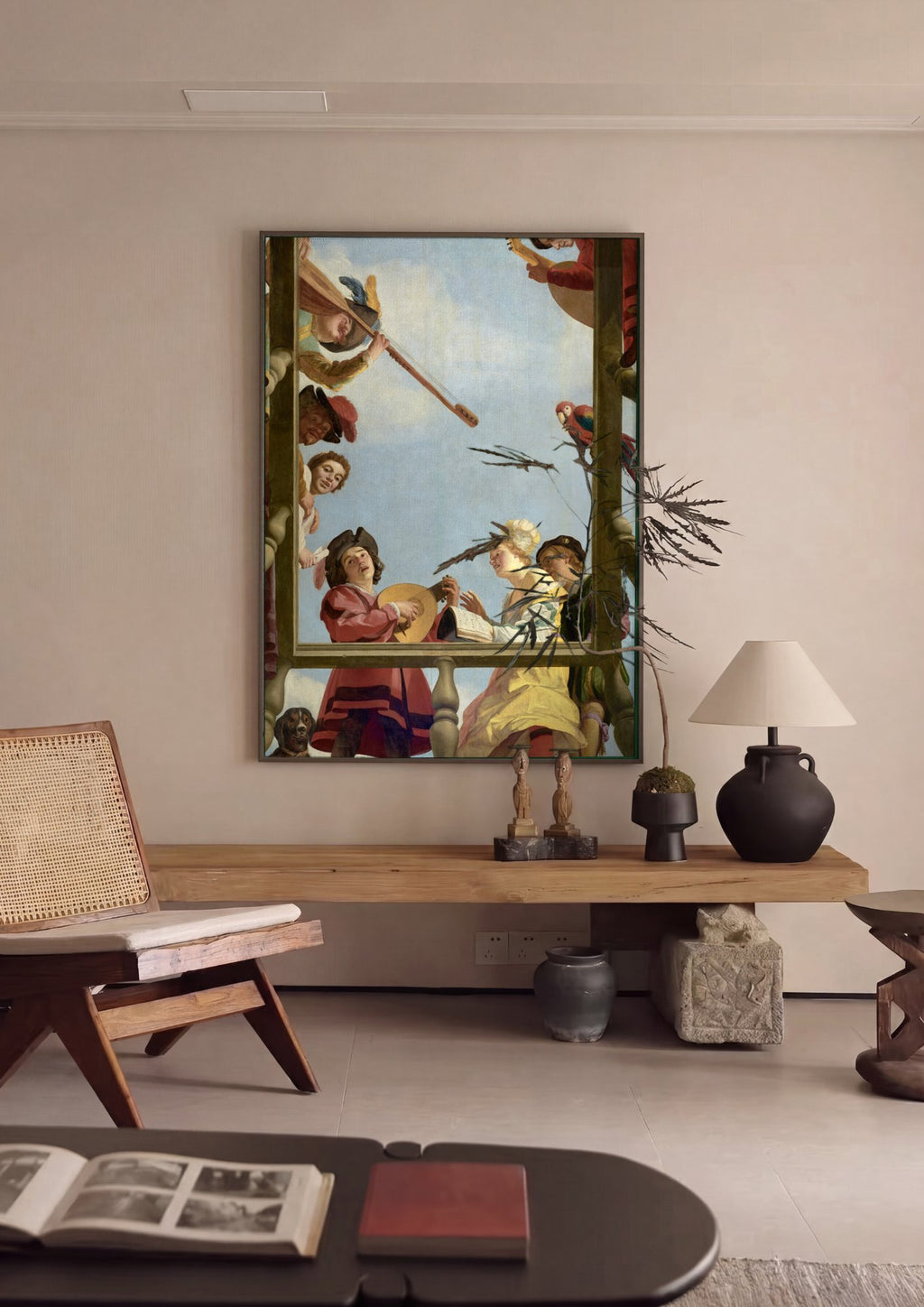 Quadro Decorativo A Concerto on a Balcony - Gerard van Honthorst em ambiente decorado