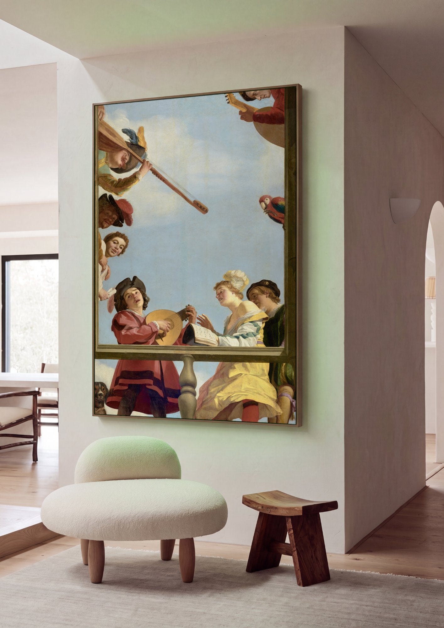 Quadro Decorativo A Concerto on a Balcony - Gerard van Honthorst em ambiente decorado