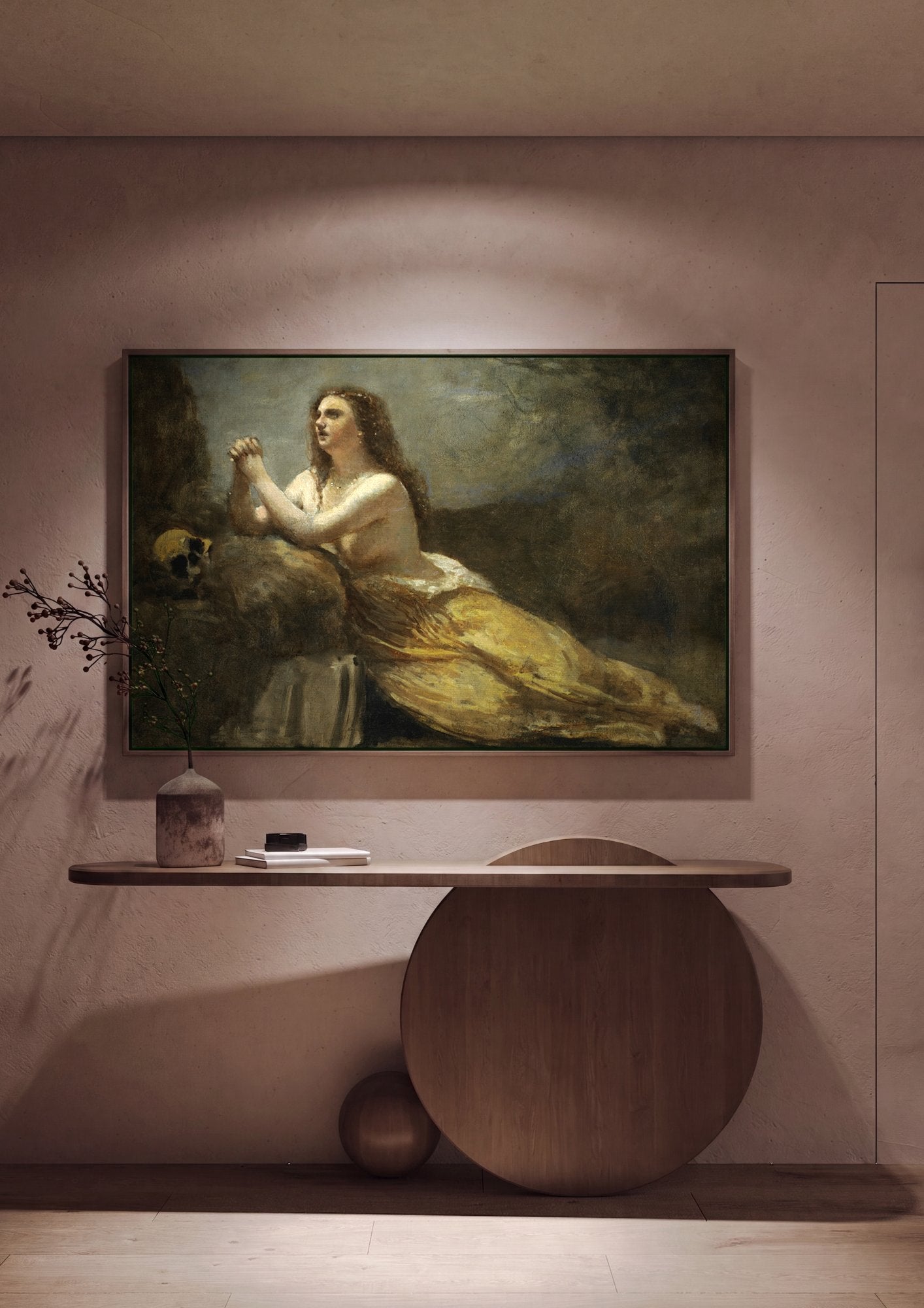 Quadro Decorativo Madalena Penitente - Corot em ambiente decorado