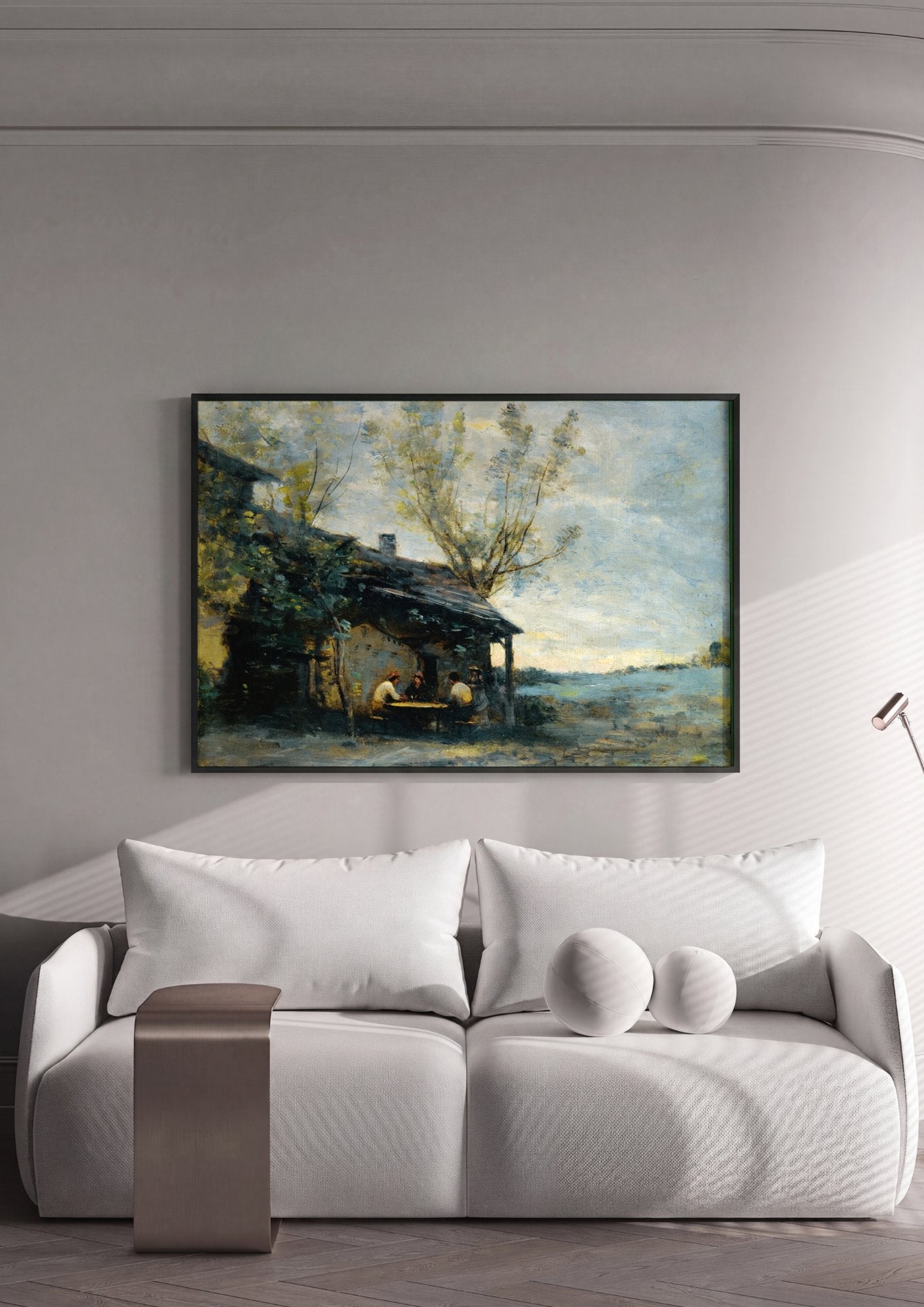 Quadro Decorativo A Cabana e o Campo - Corot em ambiente decorado