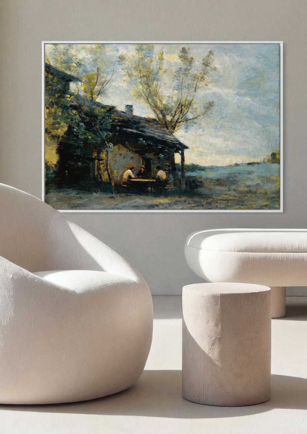 Quadro Decorativo A Cabana e o Campo - Corot em ambiente decorado