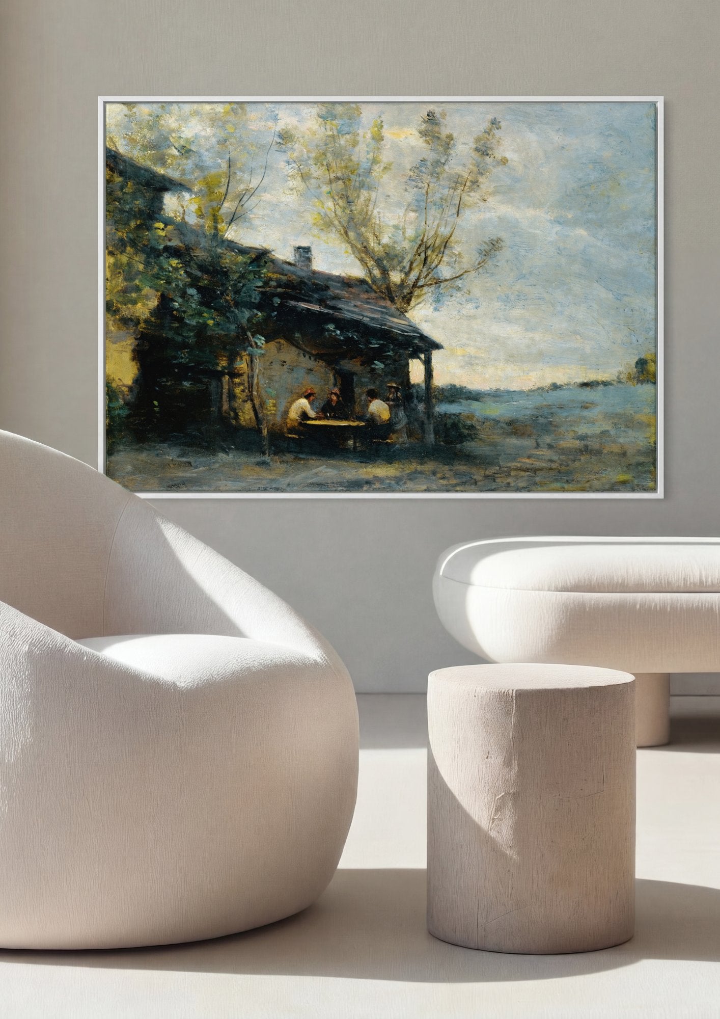 Quadro Decorativo A Cabana e o Campo - Corot em ambiente decorado