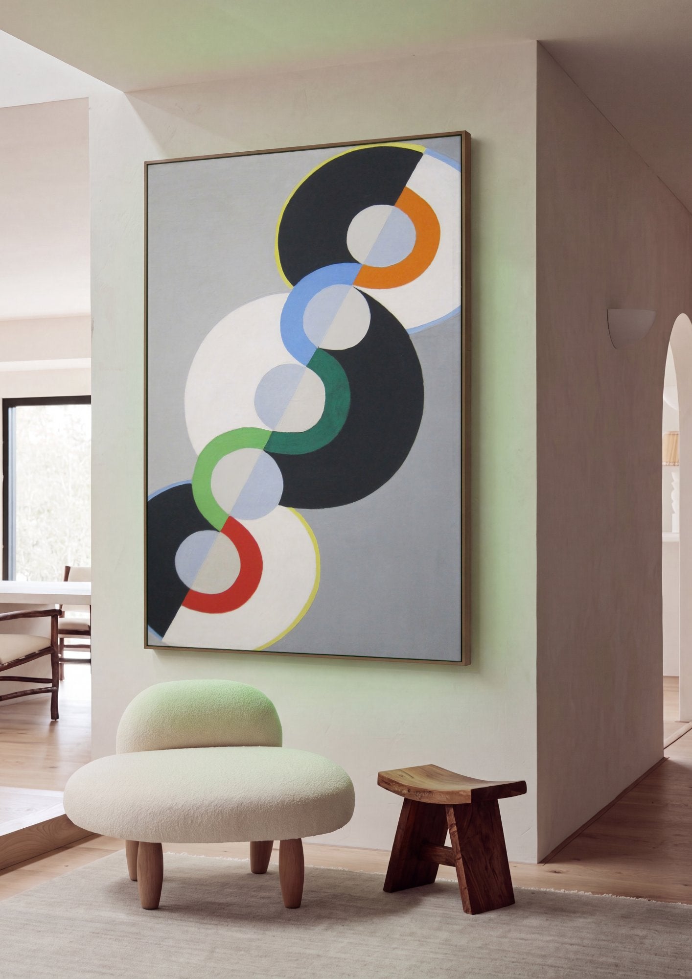 Quadro Decorativo Círculos Concêntricos - Robert Delaunay em ambiente decorado