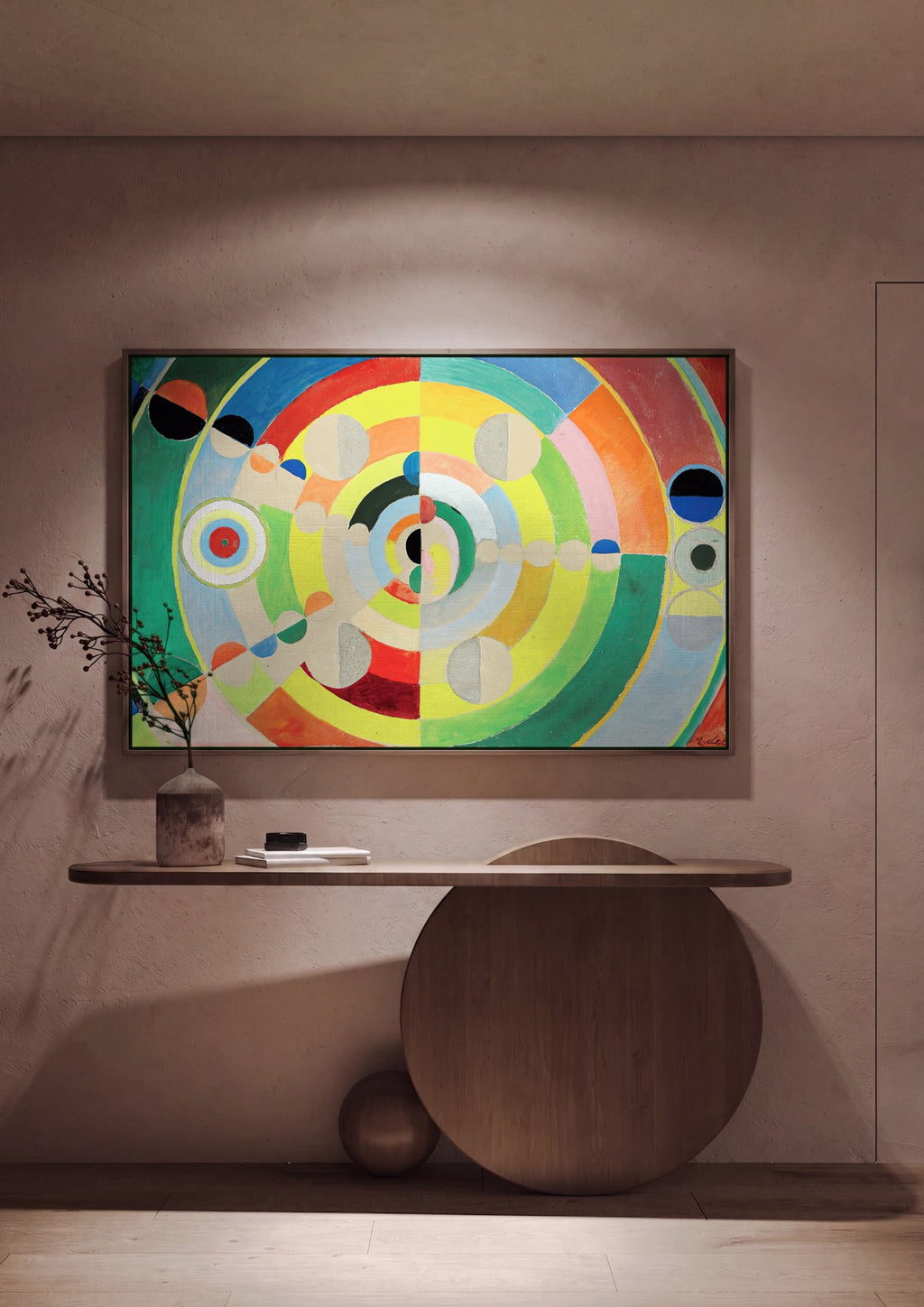Quadro Decorativo Círculos Concêntricos - Robert Delaunay em ambiente decorado