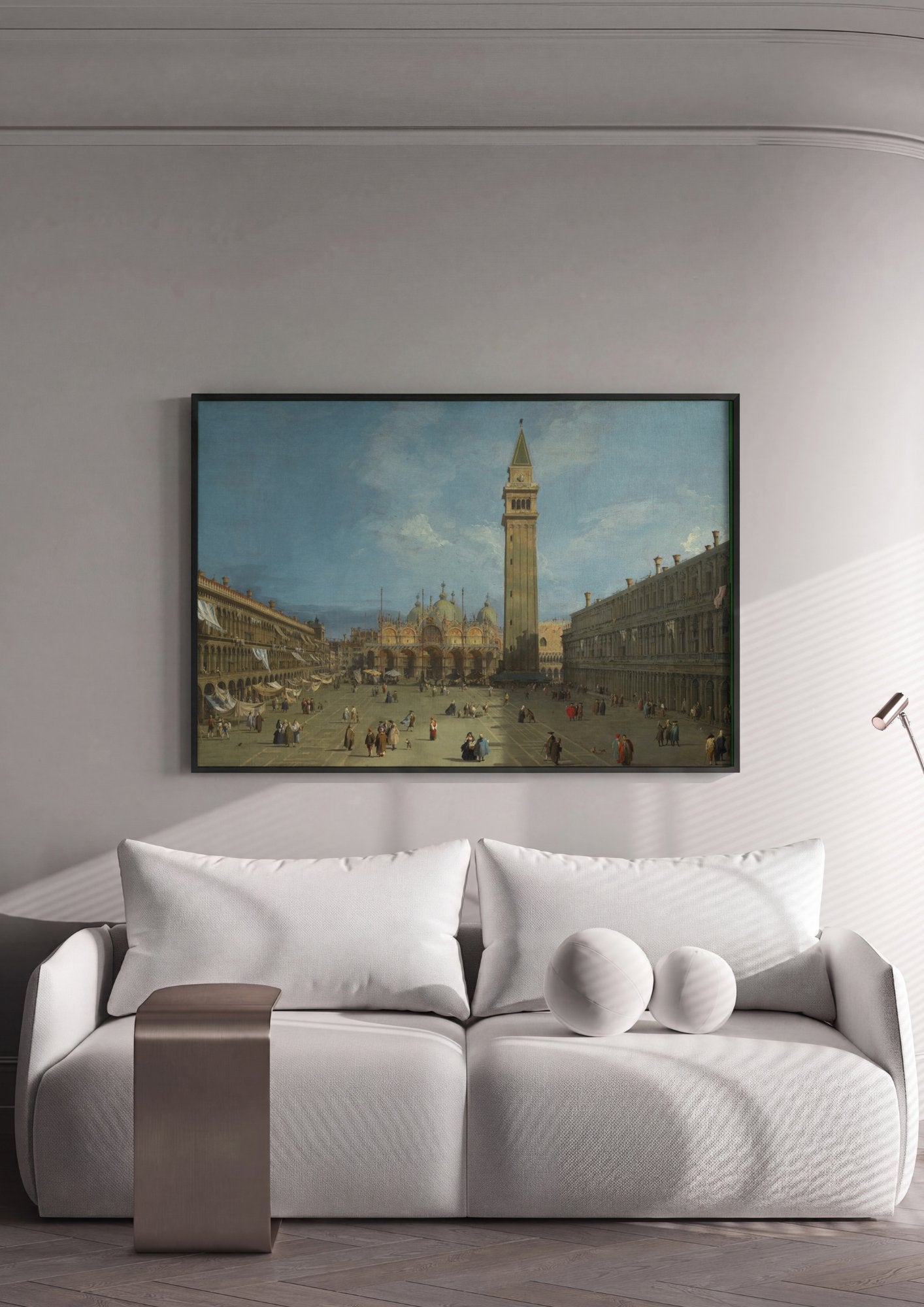 Quadro Decorativo A Praça de São Marcos, Veneza - Canaletto em ambiente decorado