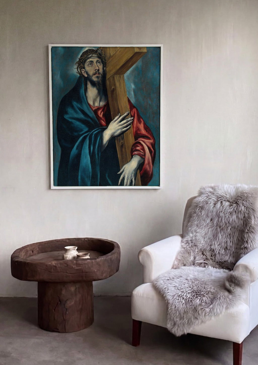 Quadro Decorativo Cristo Carregando a Cruz - El Greco em ambiente decorado