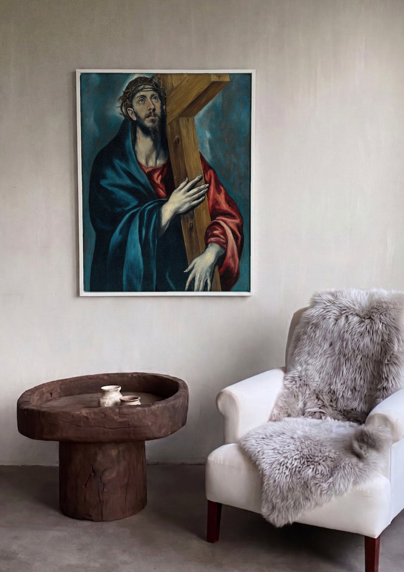 Quadro Decorativo Cristo Carregando a Cruz - El Greco em ambiente decorado