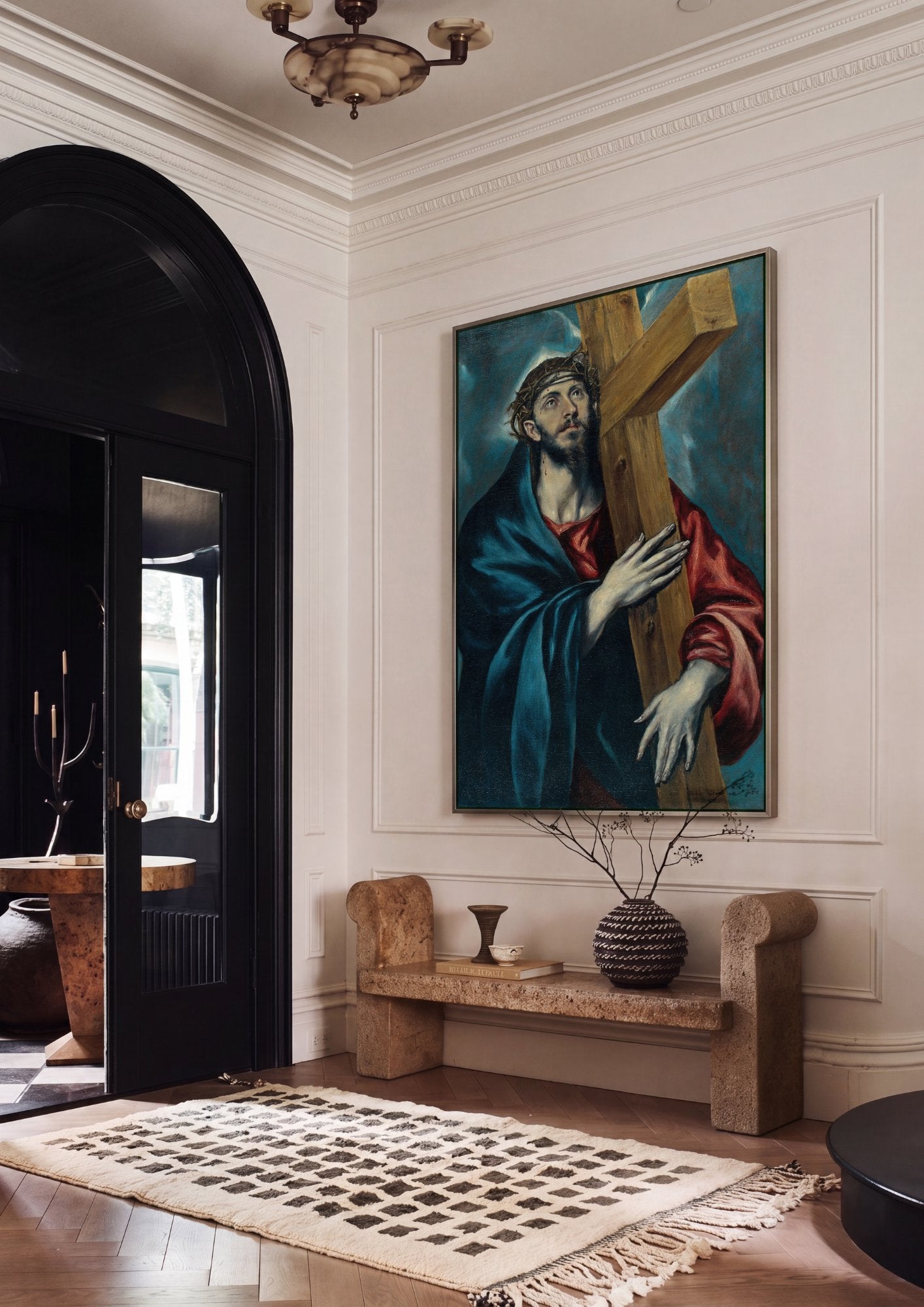 Quadro Decorativo Cristo Carregando a Cruz - El Greco em ambiente decorado