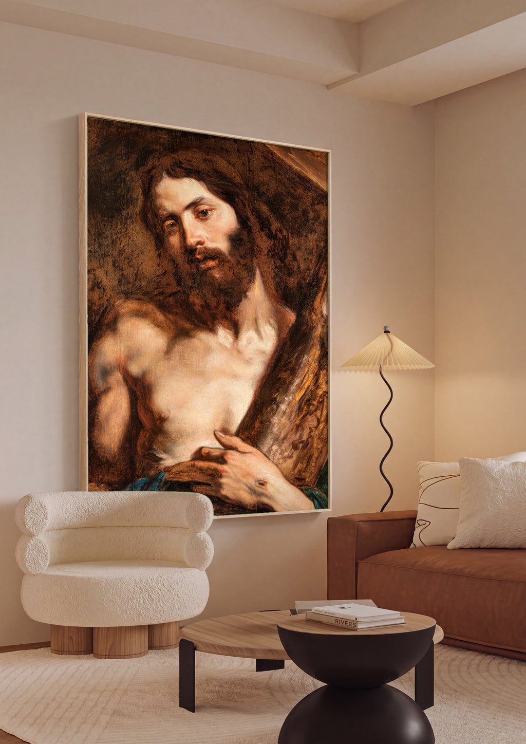 Quadro Decorativo Cristo Carregando a Cruz - Van Dyck em ambiente decorado