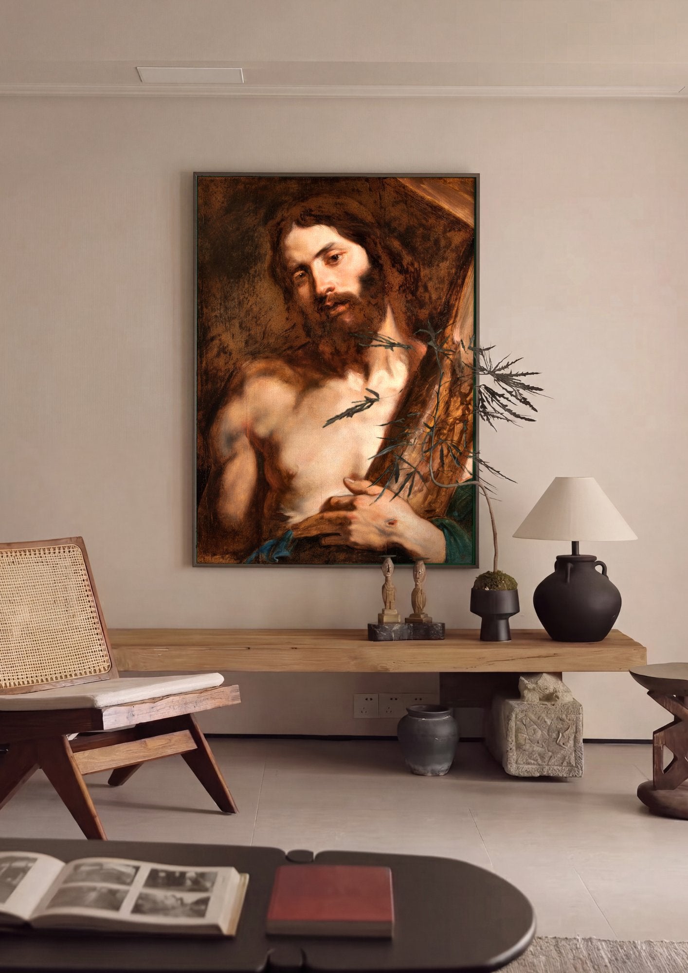 Quadro Decorativo Cristo Carregando a Cruz - Van Dyck em ambiente decorado