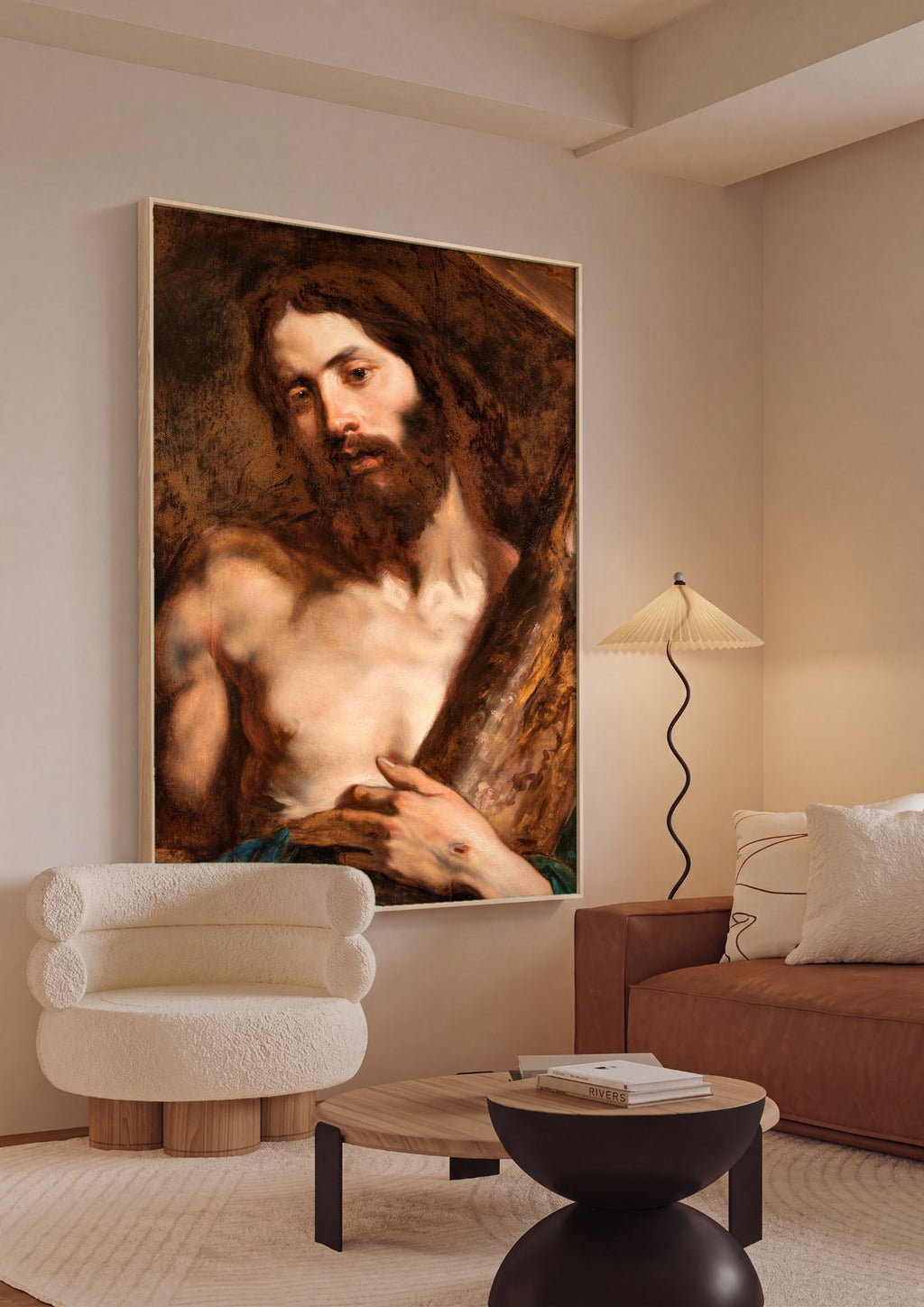 Quadro Decorativo Cristo Carregando a Cruz - Van Dyck em ambiente decorado