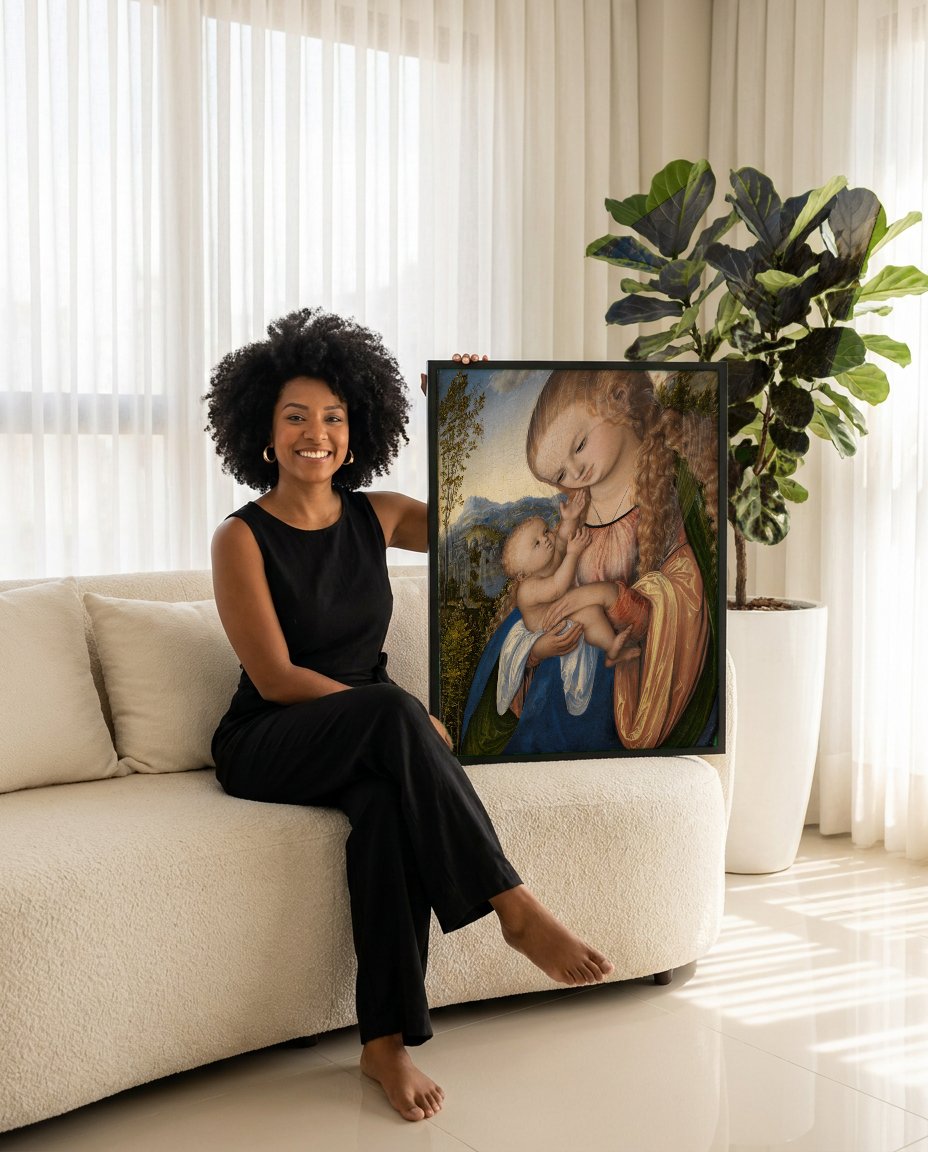 Quadro Decorativo A Virgem e o Menino - Cranach, o Velho com modelo em ambiente