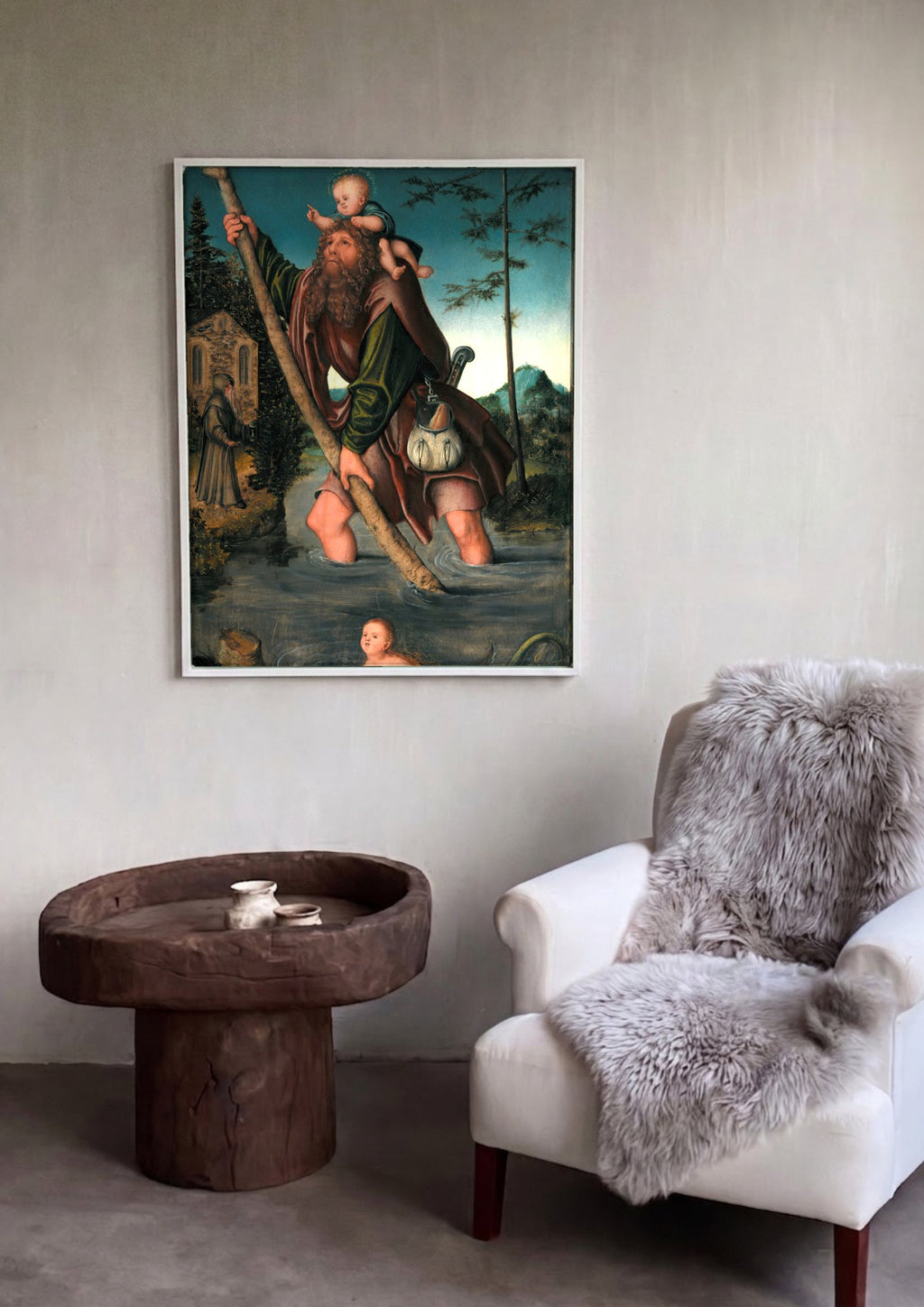 Quadro Decorativo São Cristóvão – Lucas Cranach, o Velho em ambiente decorado