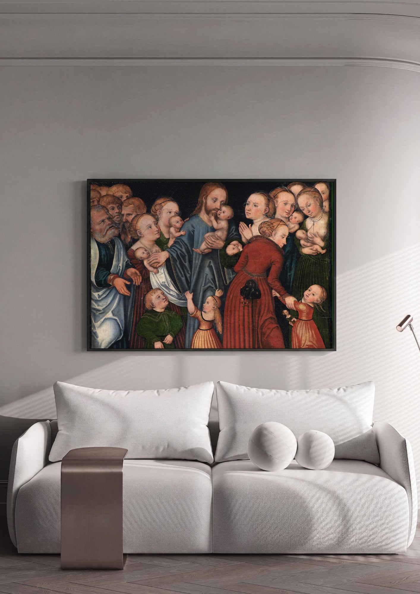 Quadro Decorativo Jesus e as Crianças - Cranach, o Velho em ambiente decorado