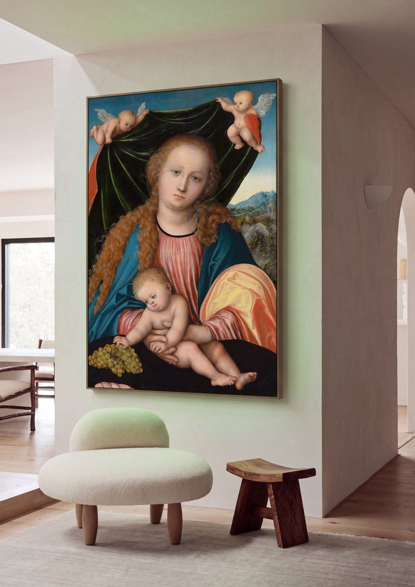 Quadro Decorativo A Virgem e o Menino - Cranach em ambiente decorado