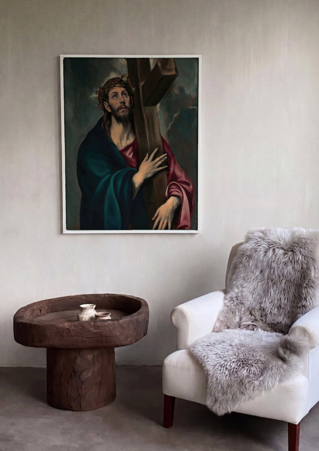 Quadro Decorativo Cristo Carregando a Cruz - El Greco em ambiente decorado