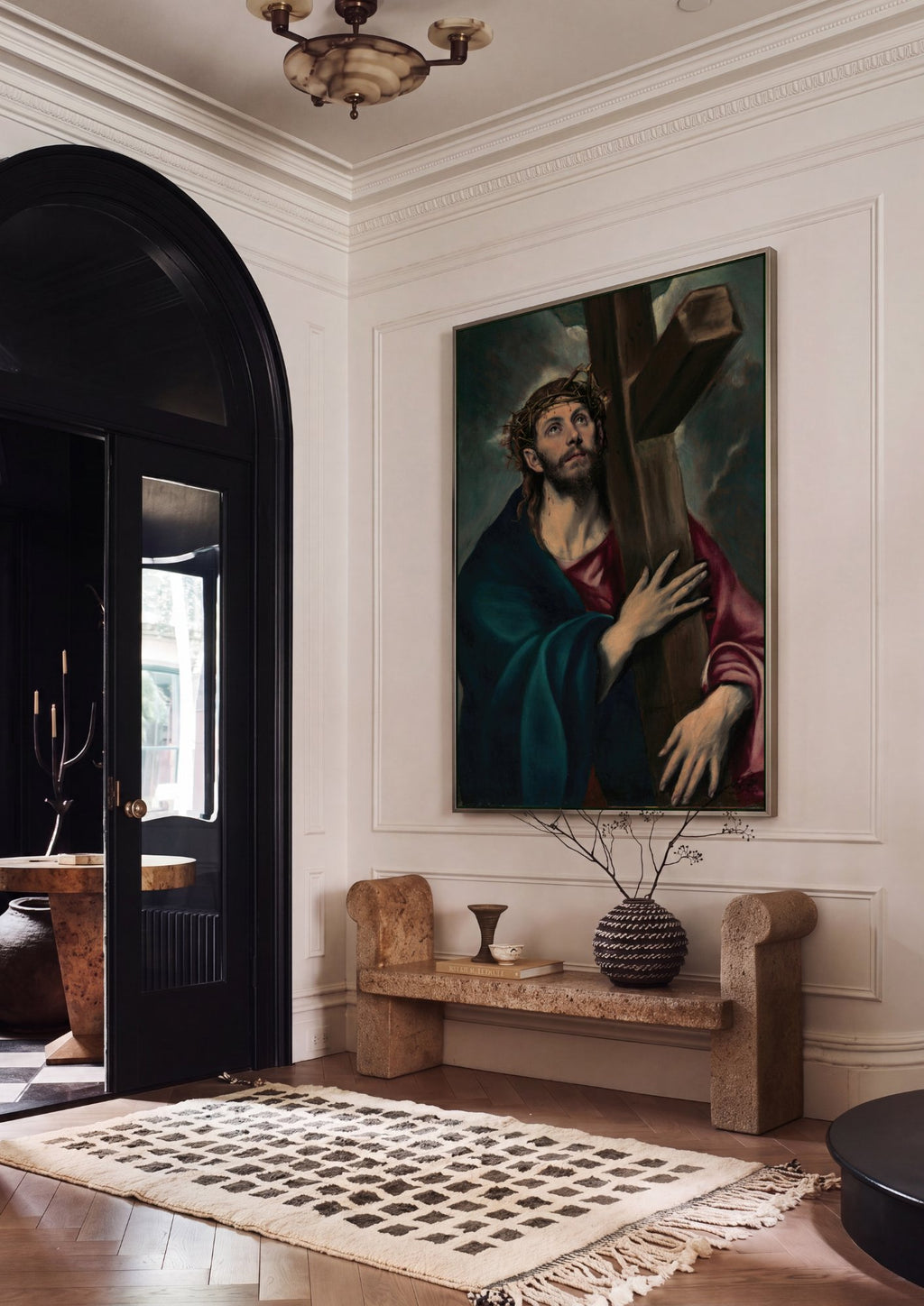 Quadro Decorativo Cristo Carregando a Cruz - El Greco em ambiente decorado