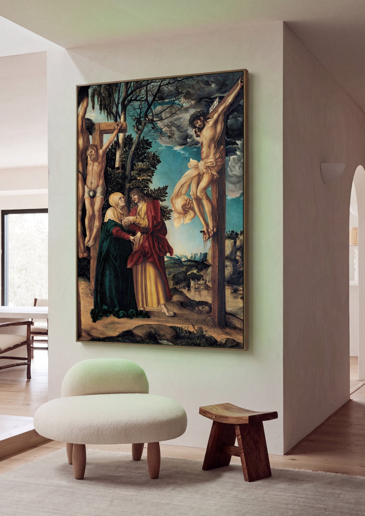Quadro Decorativo A Crucifixão - Lucas Cranach, o Velho em ambiente decorado