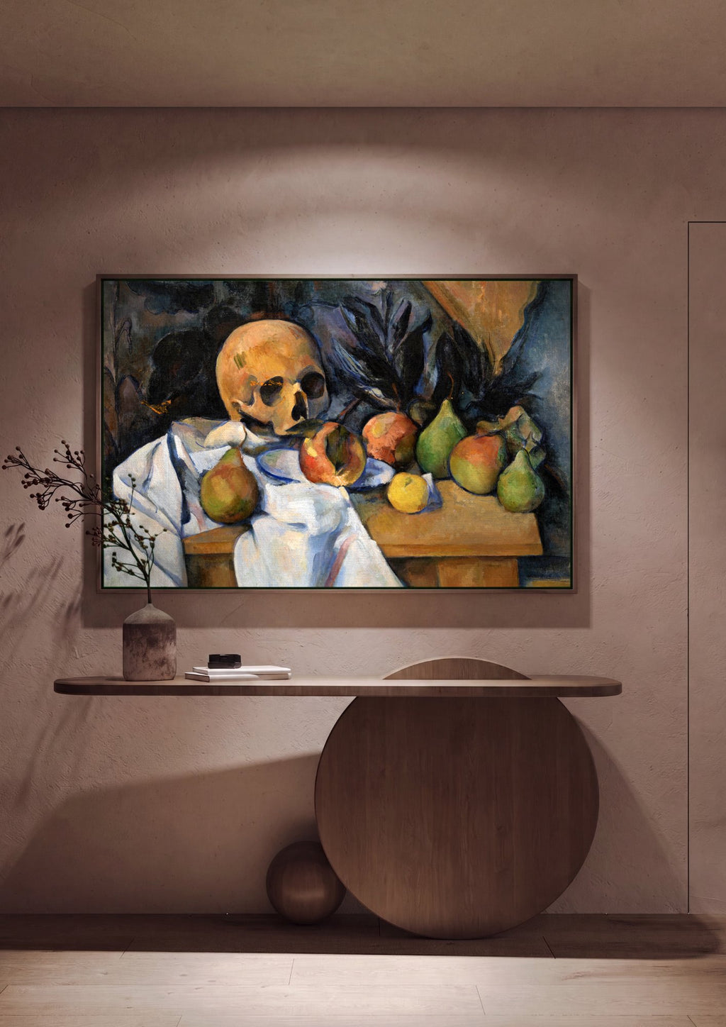 Quadro Decorativo Natureza-morta com Crânio - Paul Cézanne em ambiente decorado