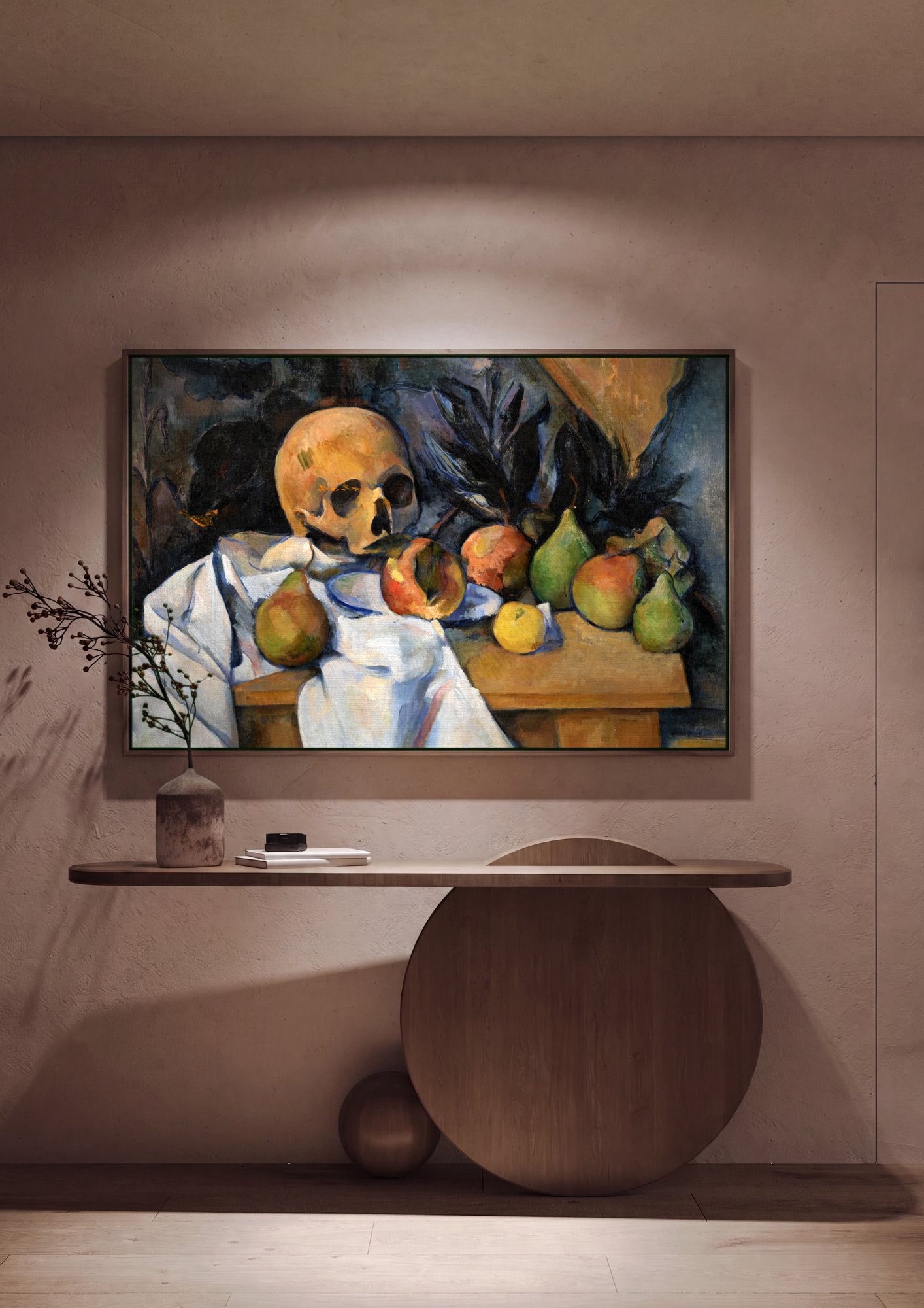Quadro Decorativo Natureza-morta com Crânio - Paul Cézanne em ambiente decorado