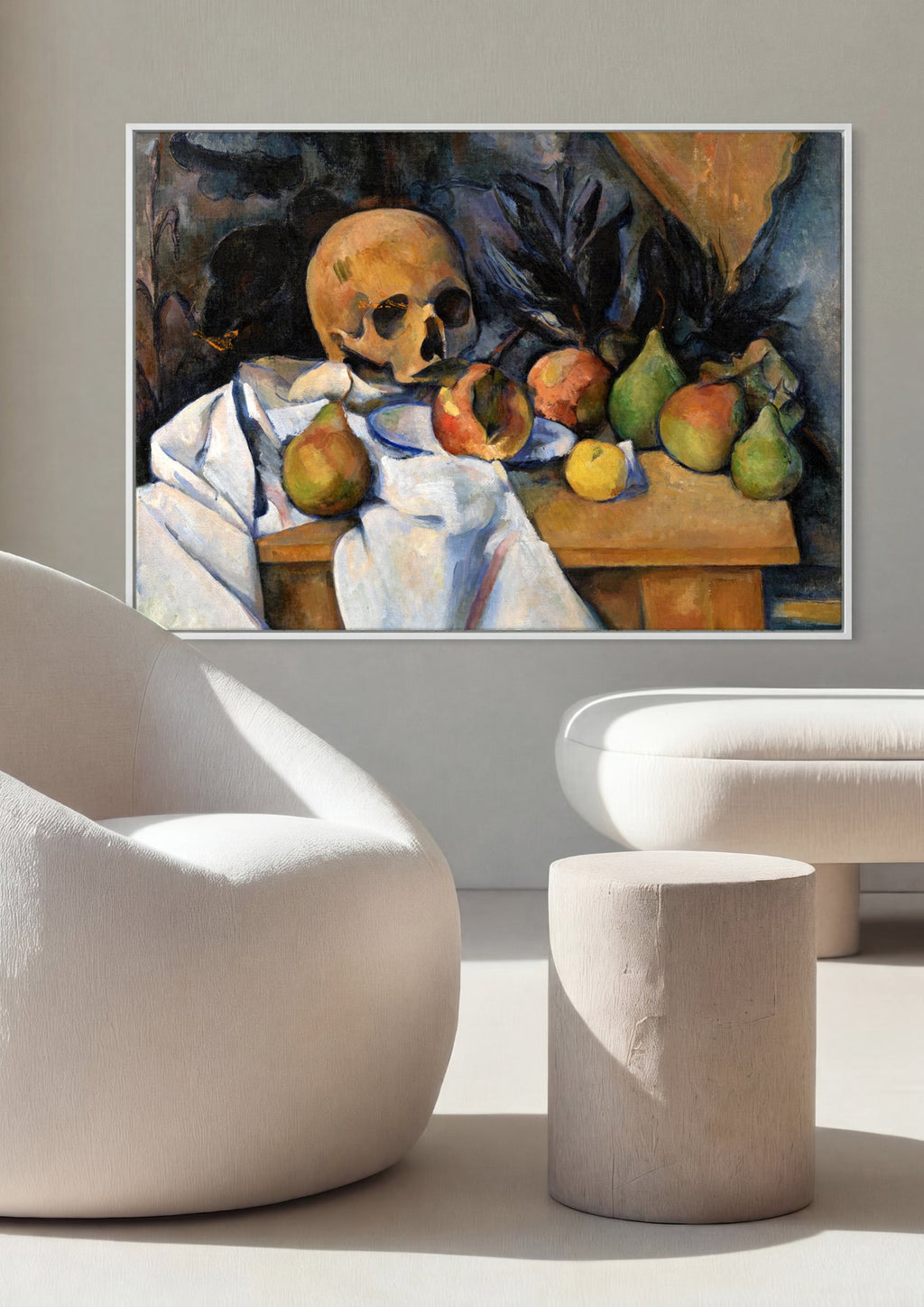 Quadro Decorativo Natureza-morta com Crânio - Paul Cézanne em ambiente decorado