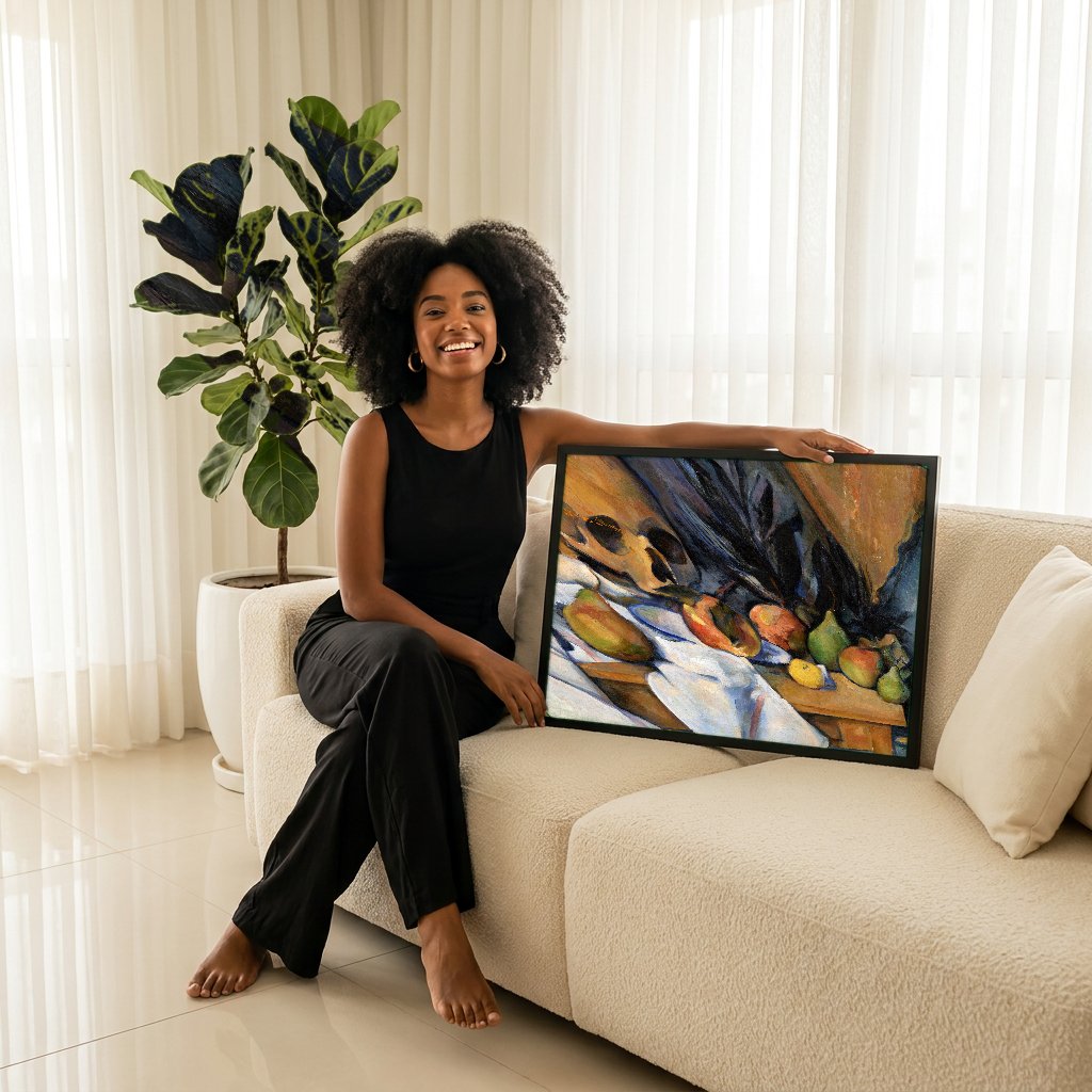 Quadro Decorativo Natureza-morta com Crânio - Paul Cézanne com modelo em ambiente