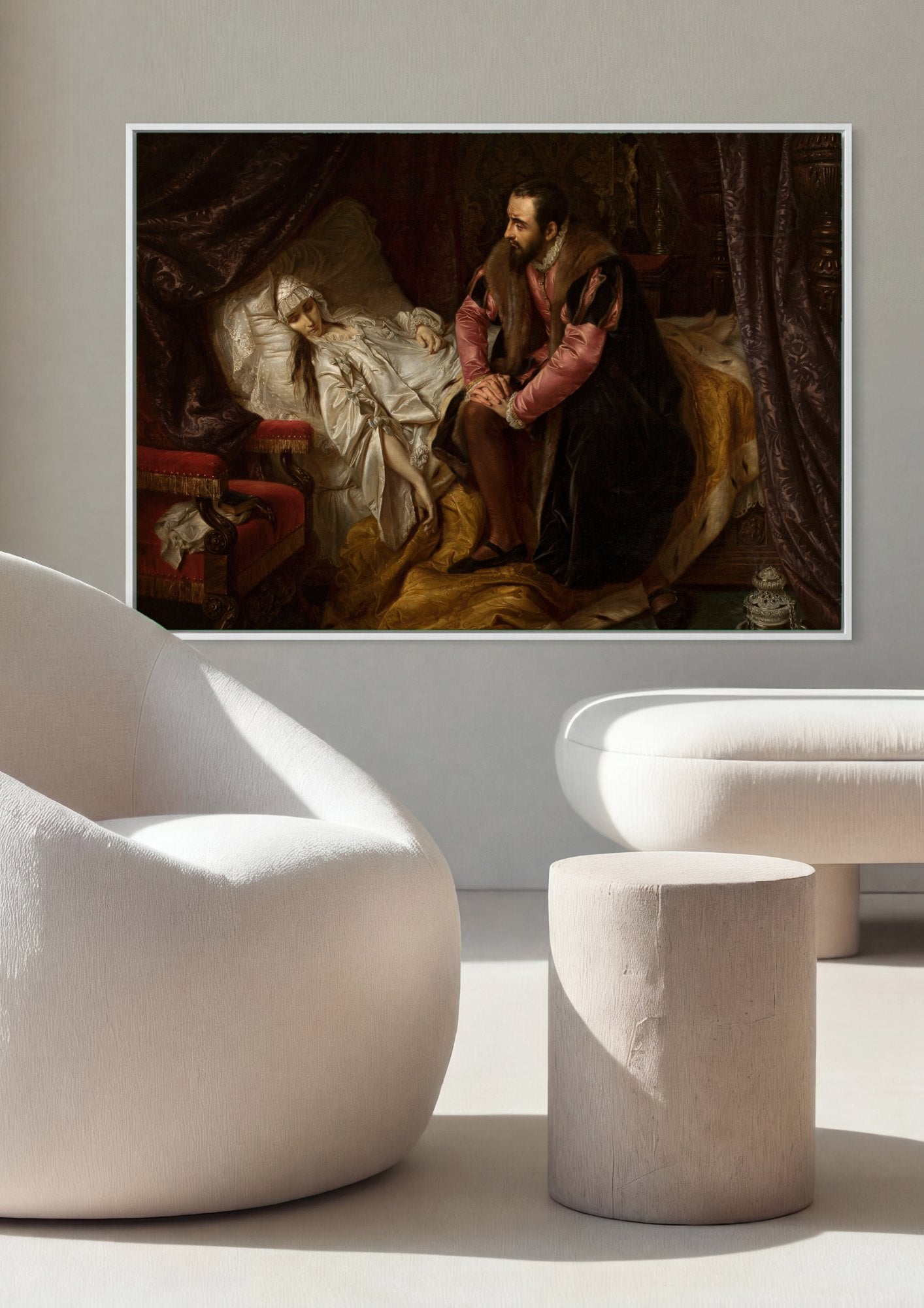 Quadro Decorativo A Morte de Barbara Radziwill - Józef Simmler | quadro emoldurado na parede