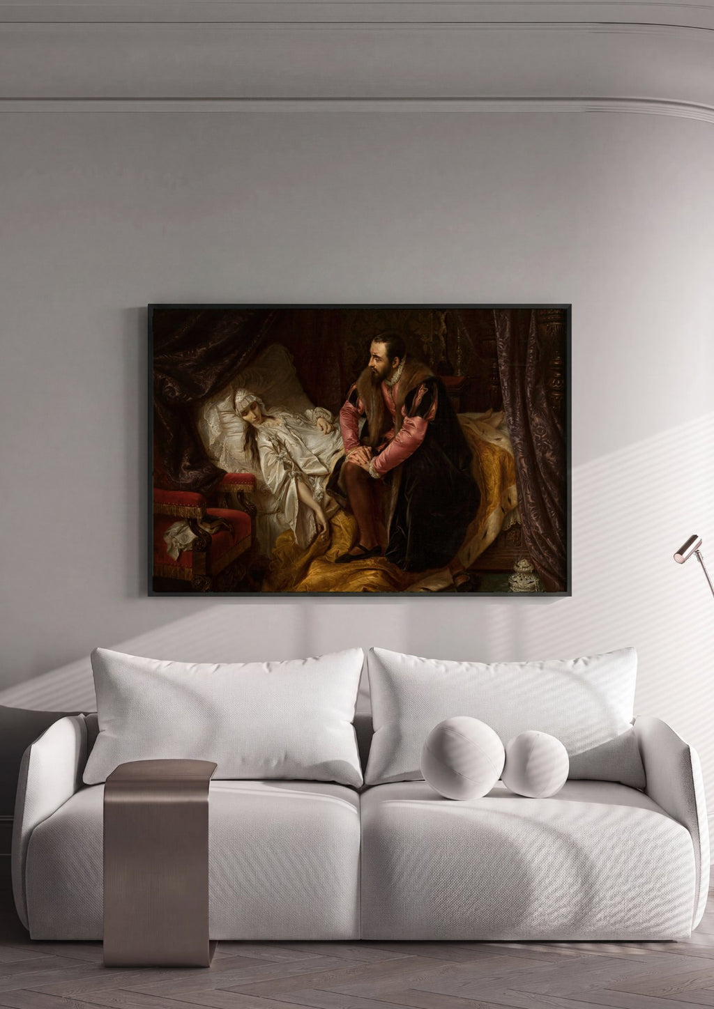 Quadro Decorativo A Morte de Barbara Radziwill - Józef Simmler | quadro emoldurado na parede