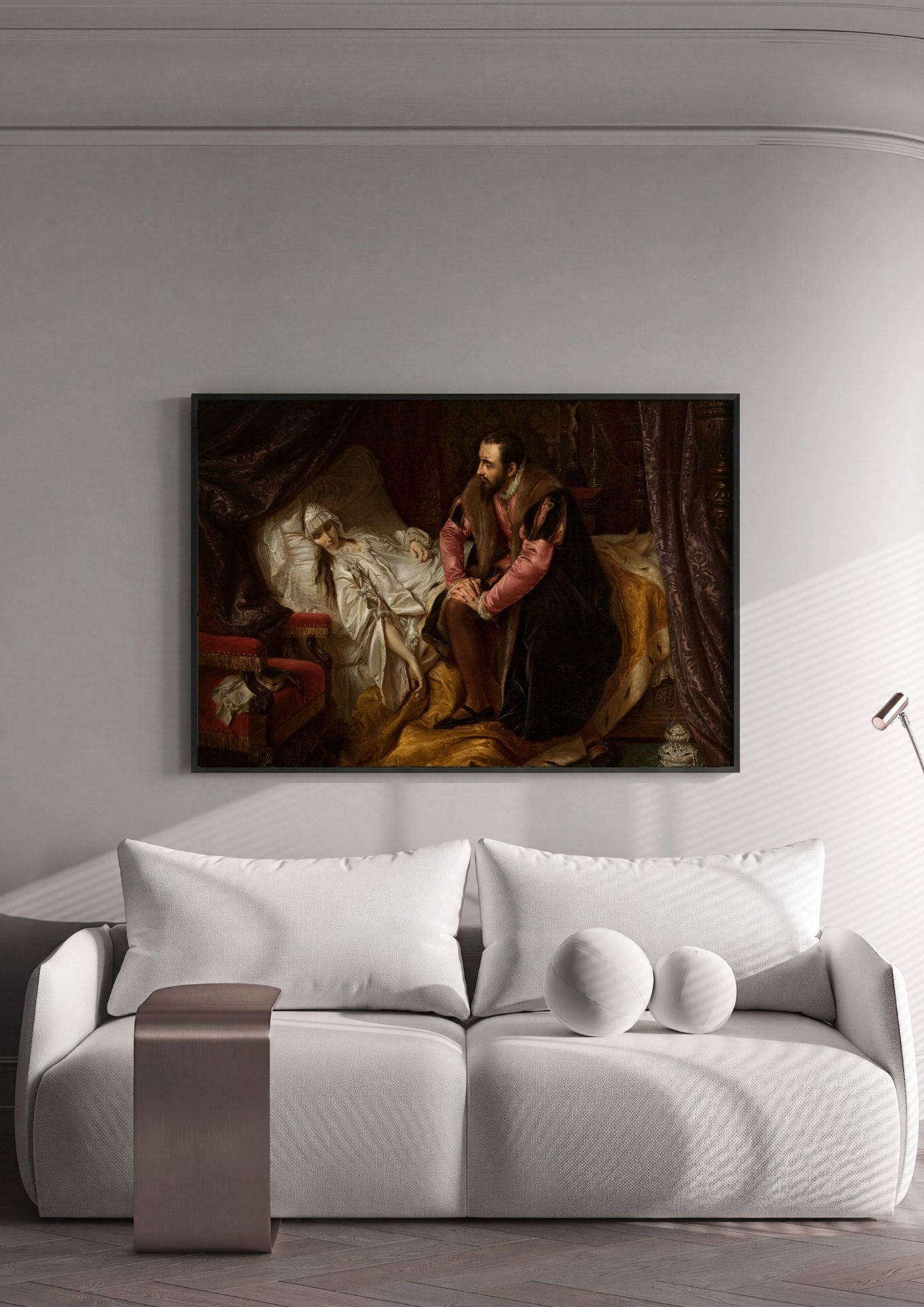 Quadro Decorativo A Morte de Barbara Radziwill - Józef Simmler | quadro emoldurado na parede