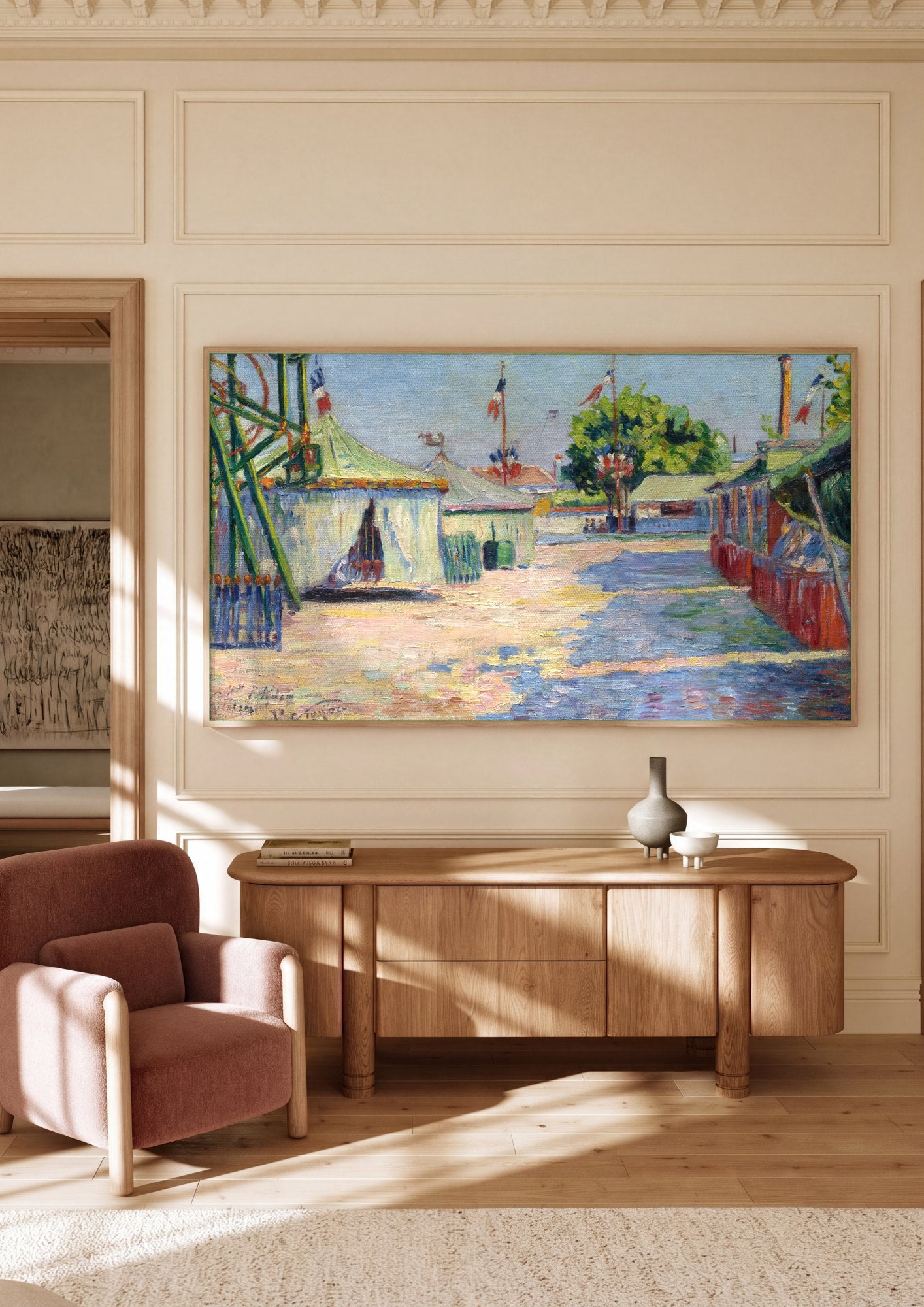 Quadro Decorativo A Feira de Saint-Cloud - Paul Signac | quadro emoldurado na parede