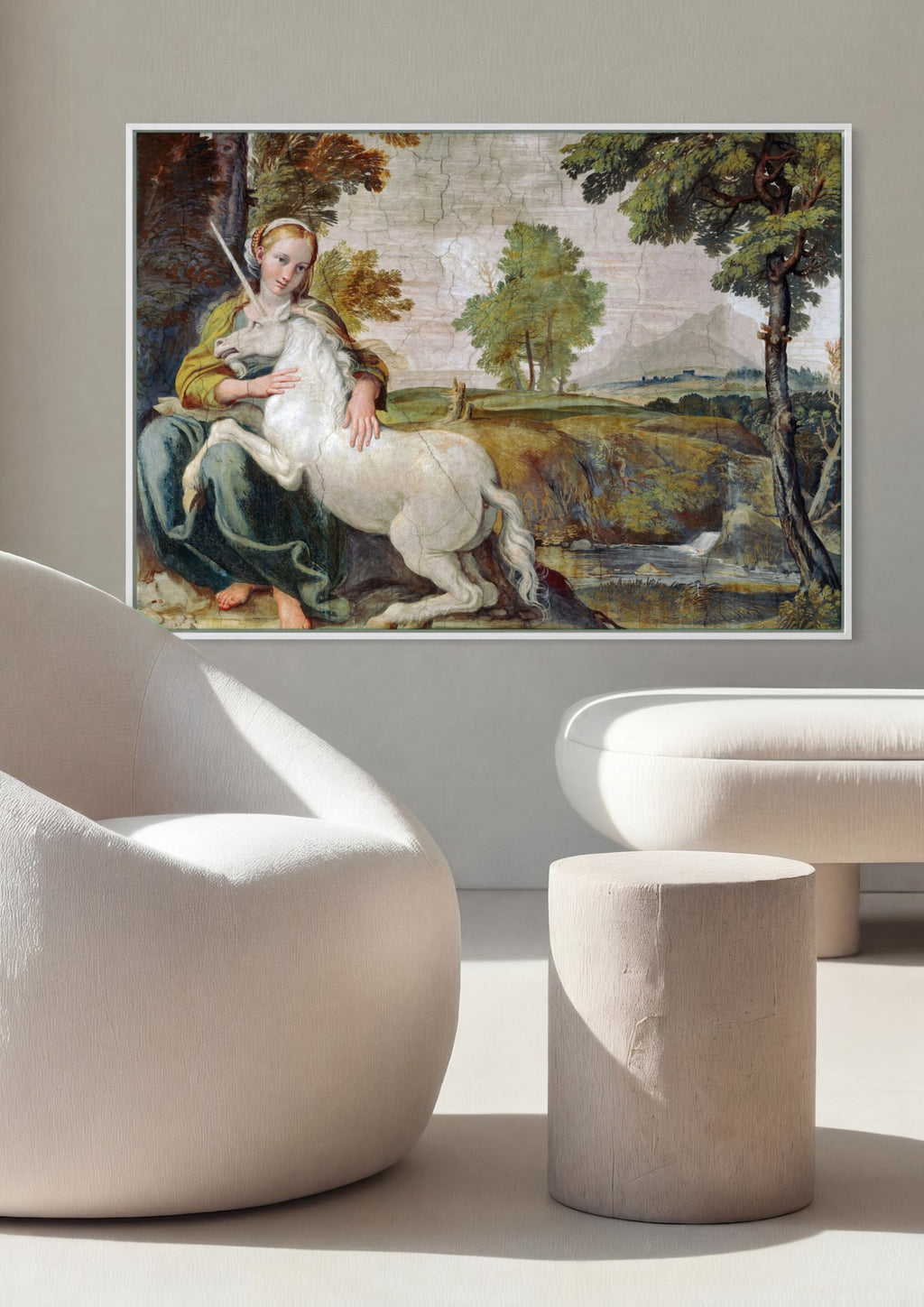 Quadro Decorativo A Dama e o Unicórnio - Domenichino | quadro emoldurado na parede